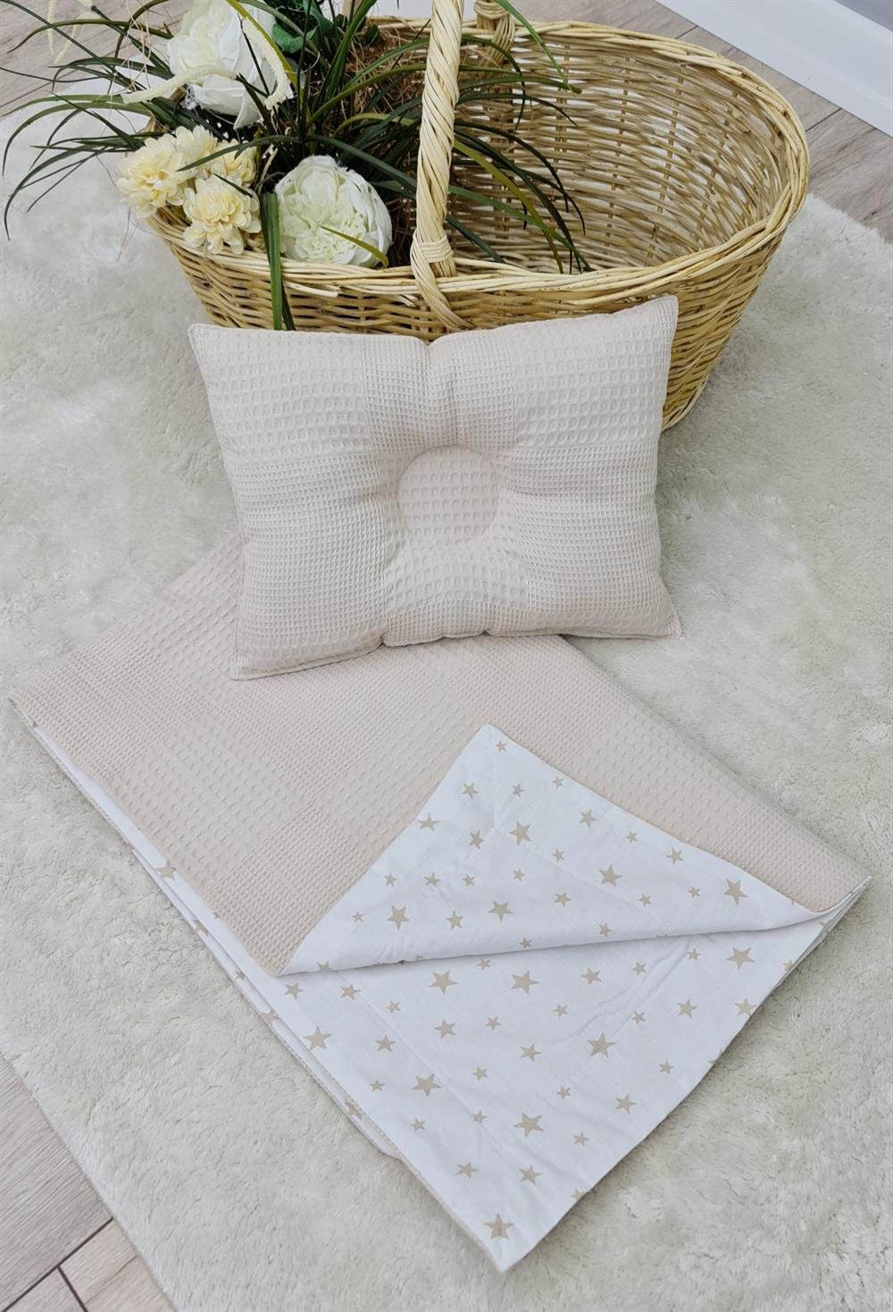 BEJ YILDIZ YUVARLAK BABYNEST SET 