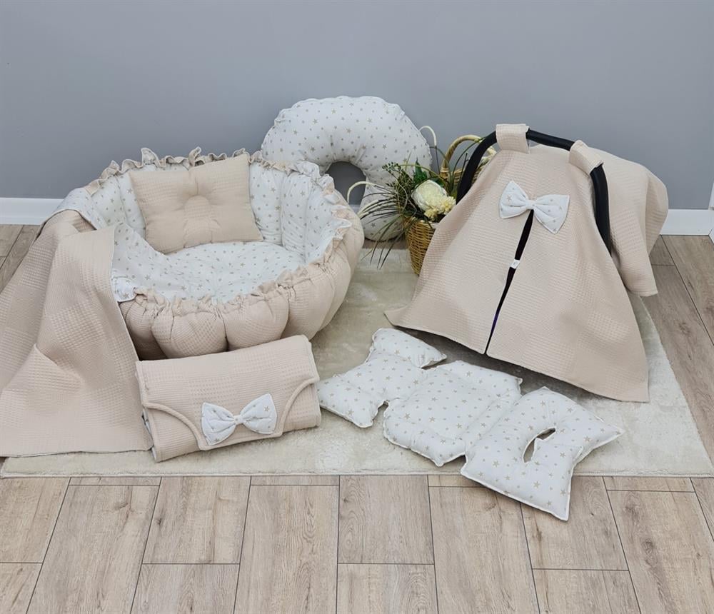 BEJ YILDIZ YUVARLAK BABYNEST SET 