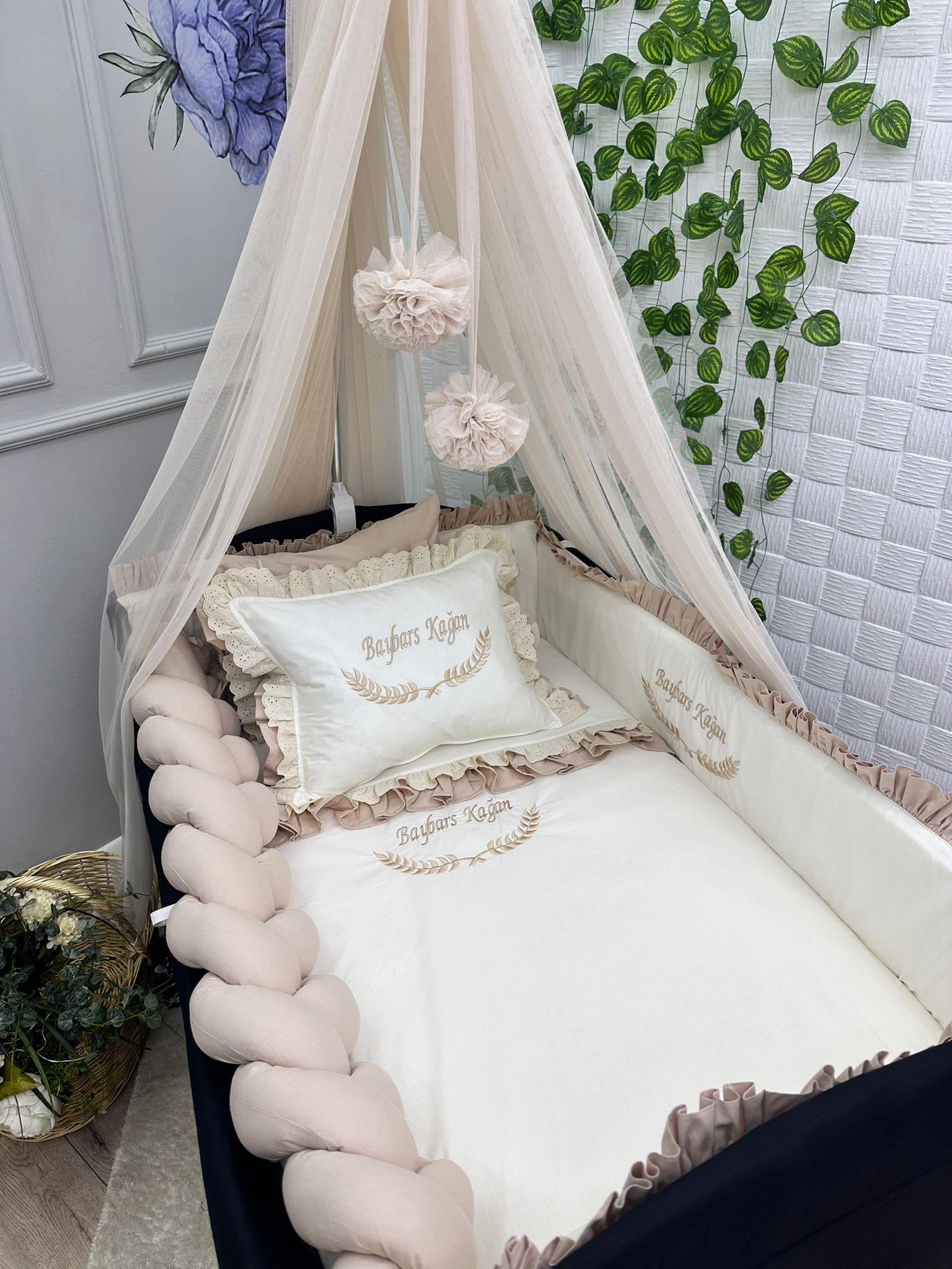 ELEGANT BEJ KREM FIRFIRLI PARK BEŞİK UYKU SETİ 