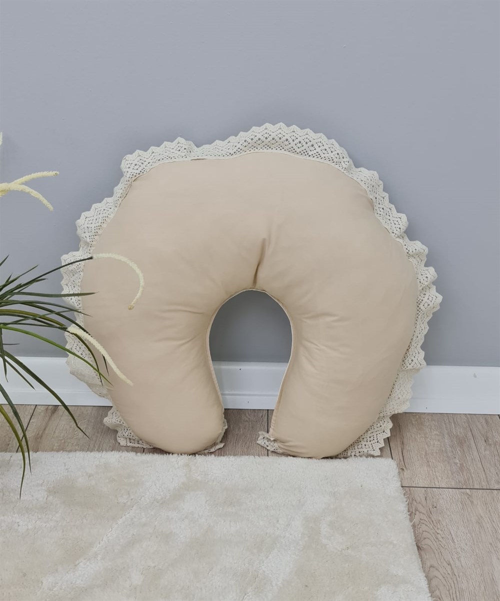 KREM VE BEJ KOMBİNLİ DANTELLİ FIRFIRLI  BABYNEST 8 Lİ SET 