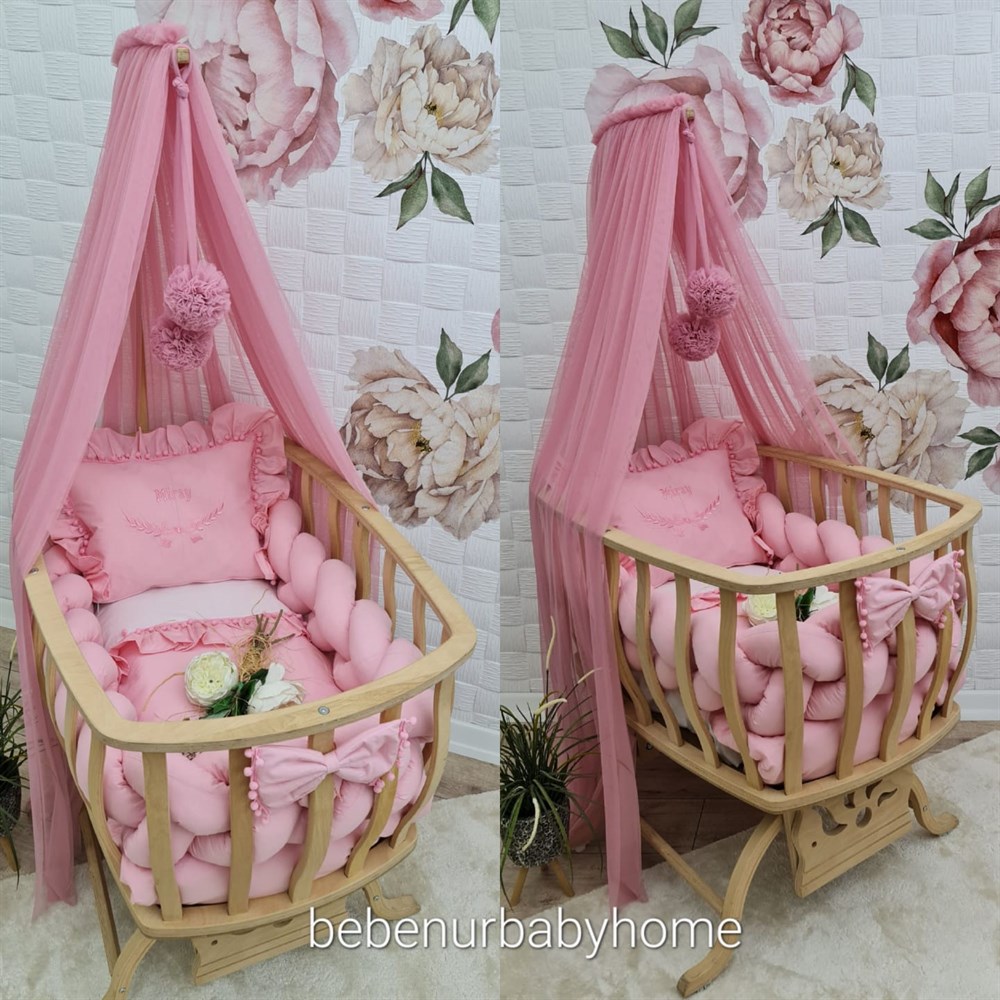 PEMBE ÖRGÜ KORUMALI  SEPET BEŞİK TEKSTİLİ FIRFIRLI 