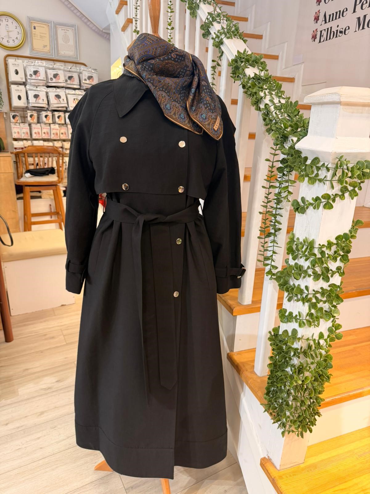 W27803  SİYAH TRENCH