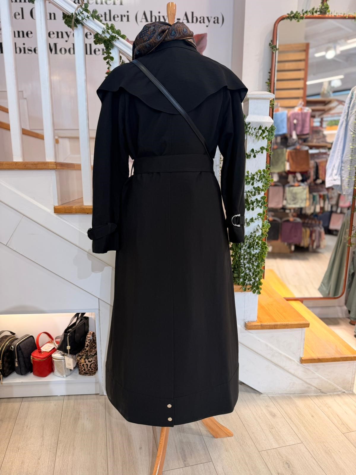 W27803  SİYAH TRENCH