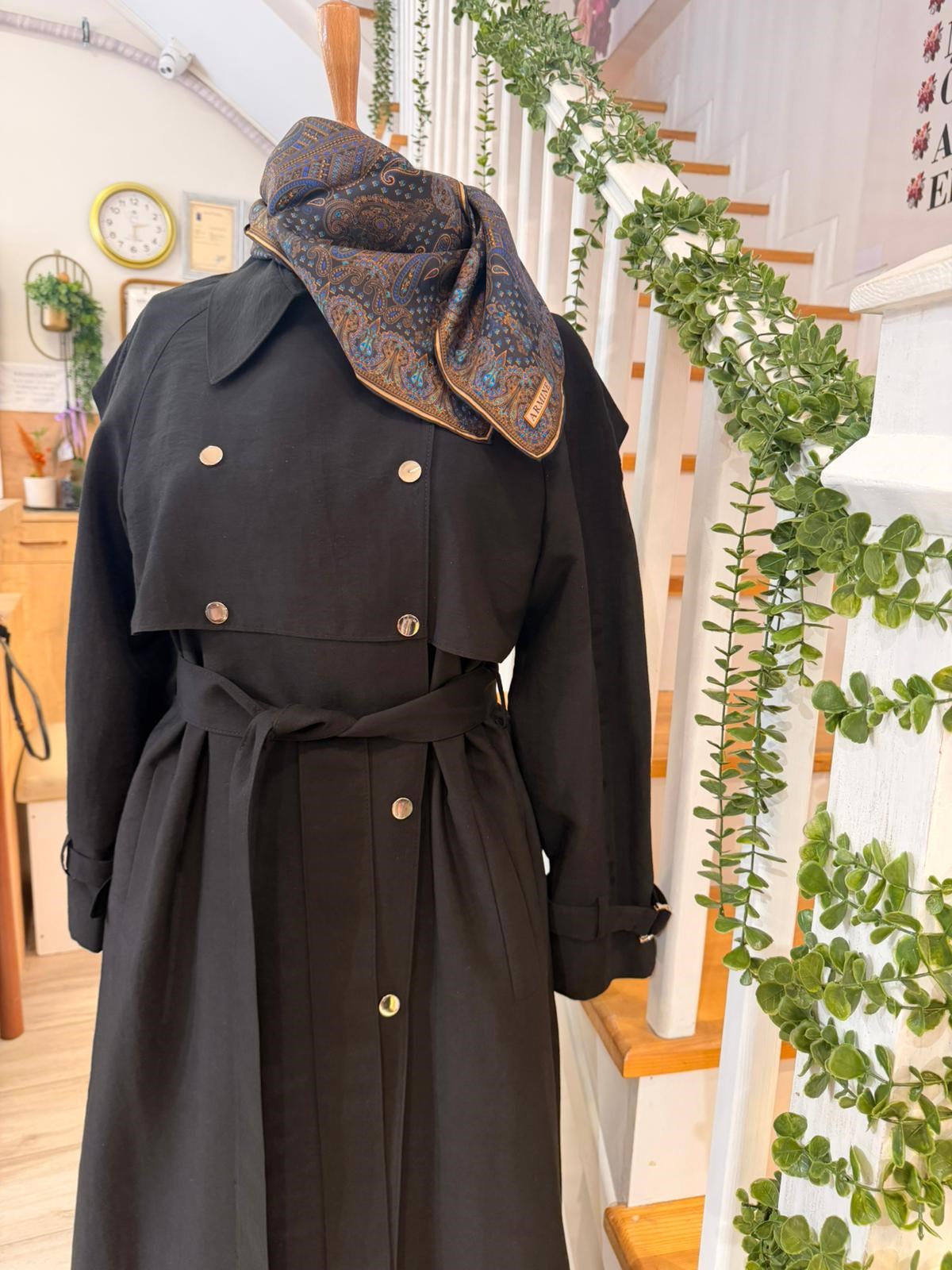 W27803  SİYAH TRENCH