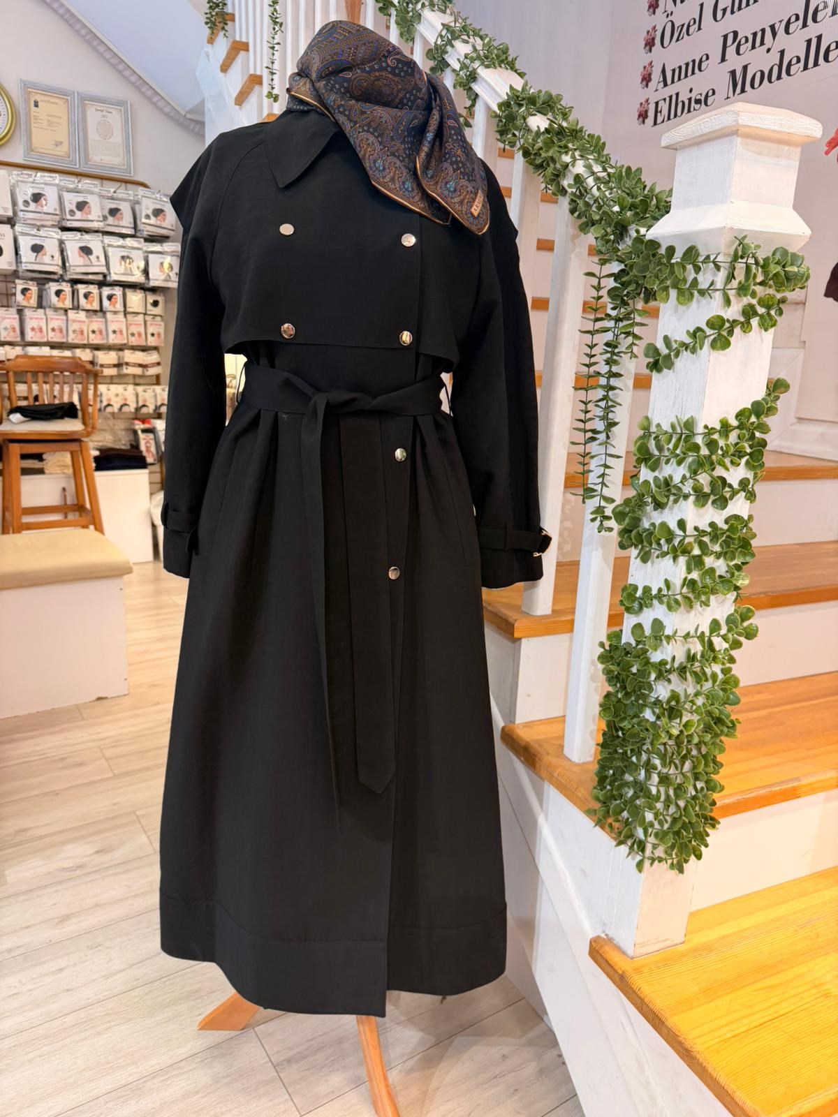 W27803  SİYAH TRENCH