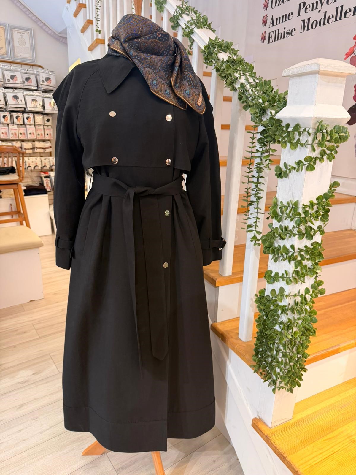 W27803  SİYAH TRENCH