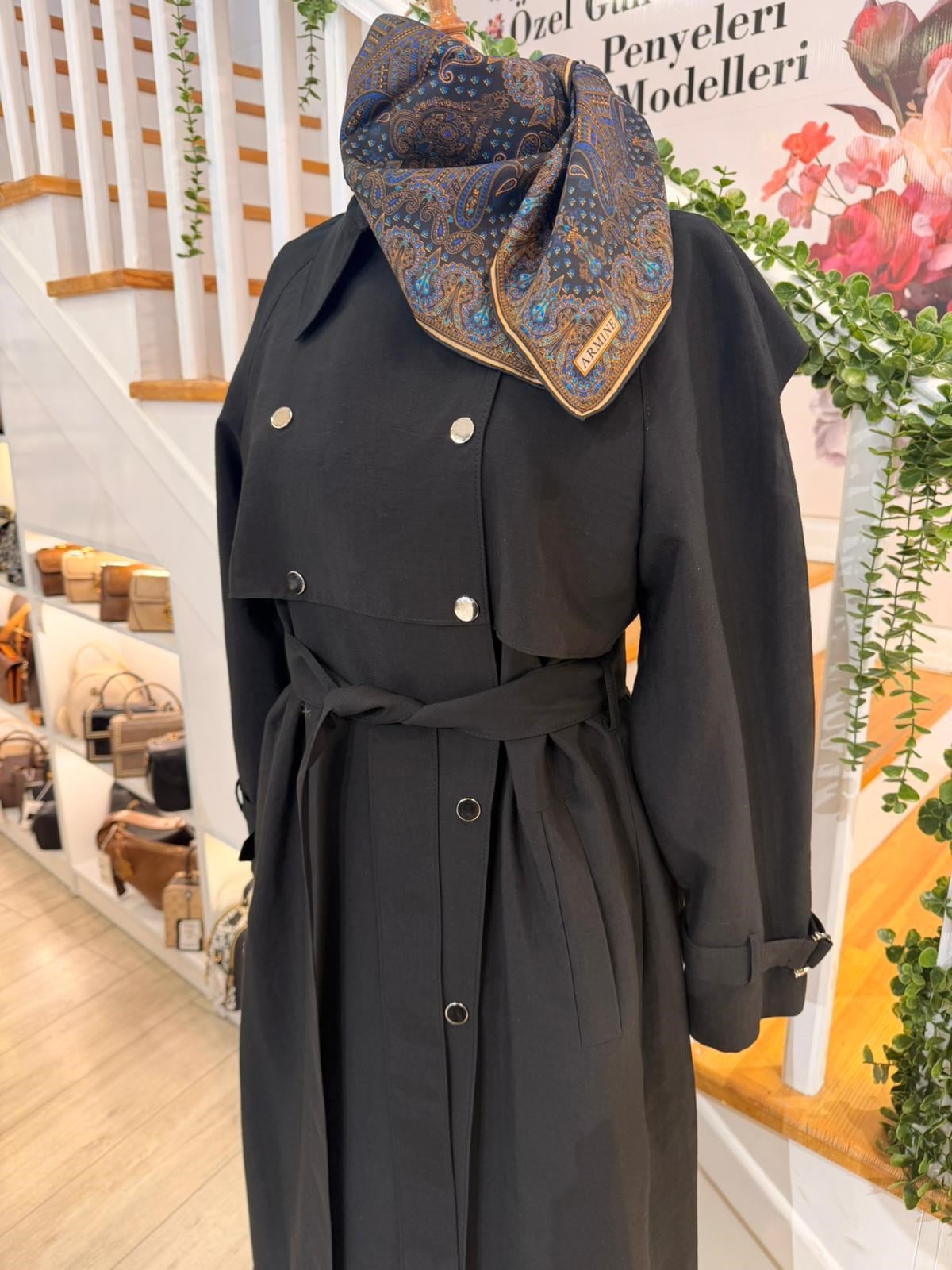 W27803  SİYAH TRENCH