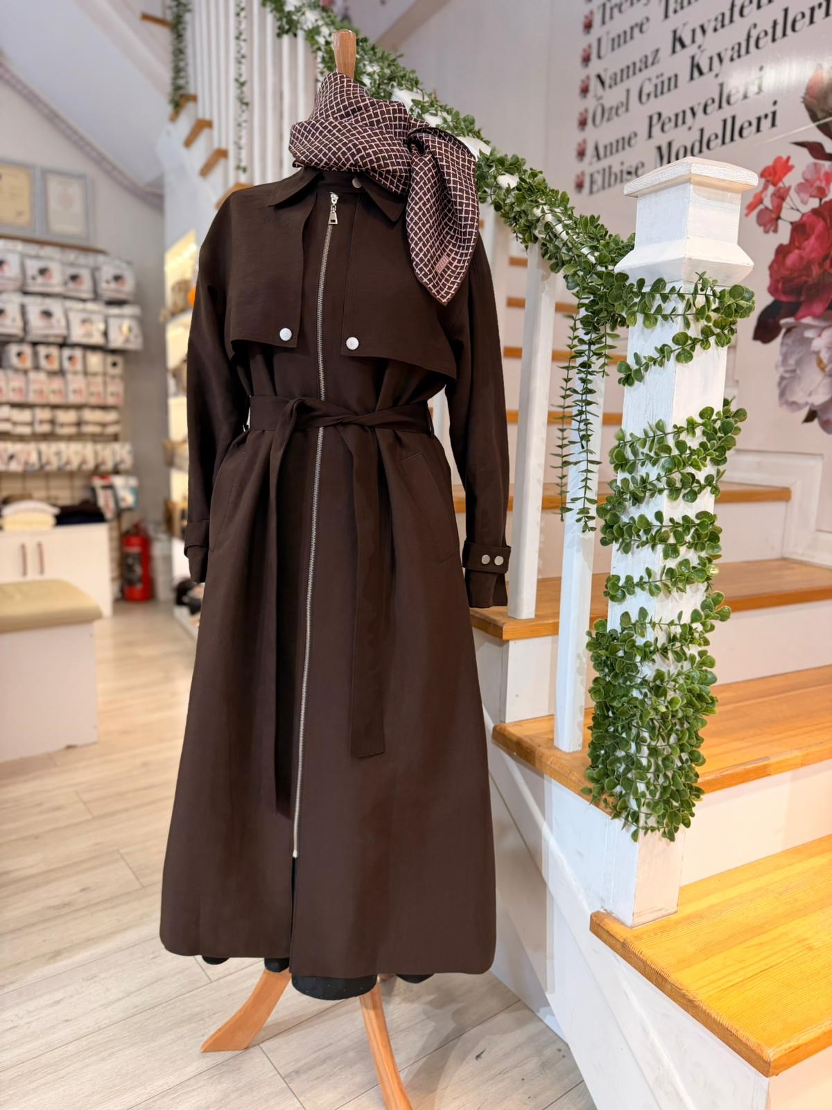 W27813 KAHVE TRENCH