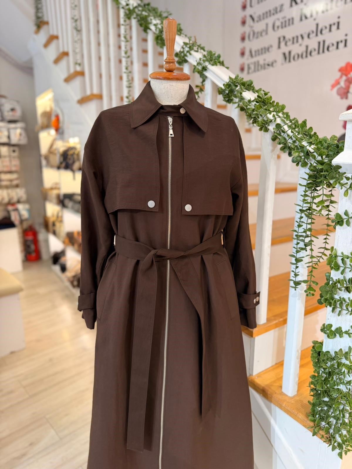 W27813 KAHVE TRENCH