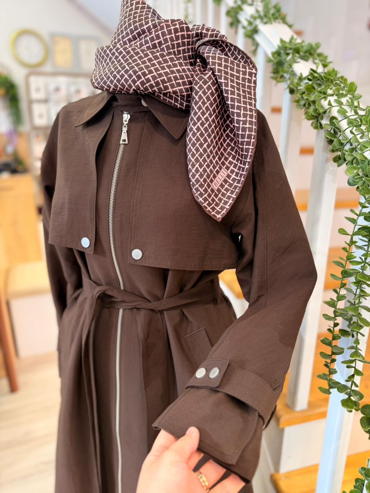 W27813 KAHVE TRENCH