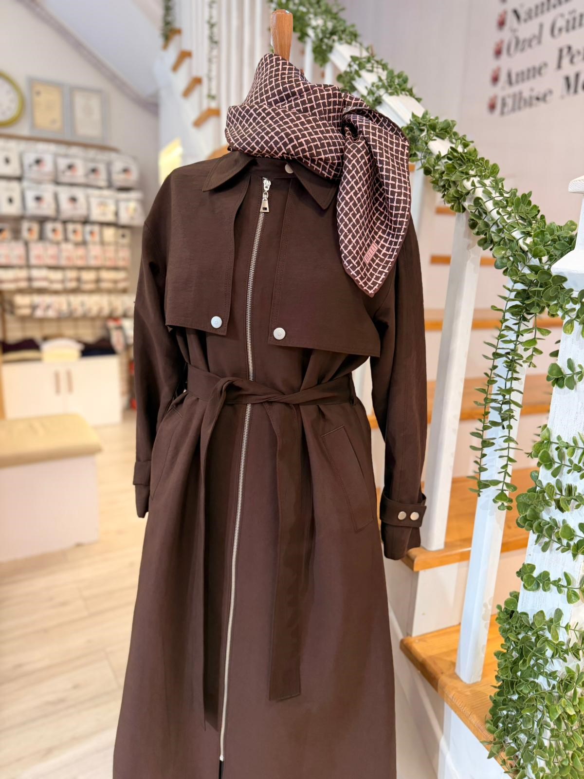 W27813 KAHVE TRENCH