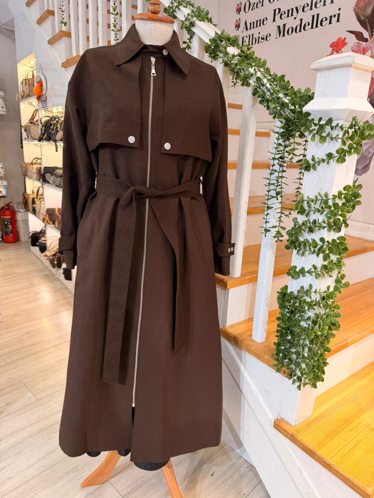 W27813 KAHVE TRENCH