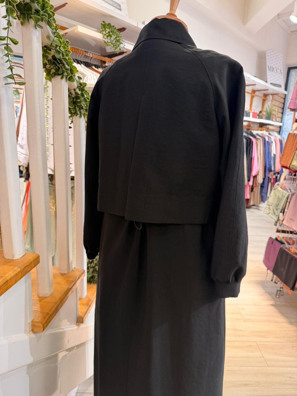 W27820 SİYAH TRENCH