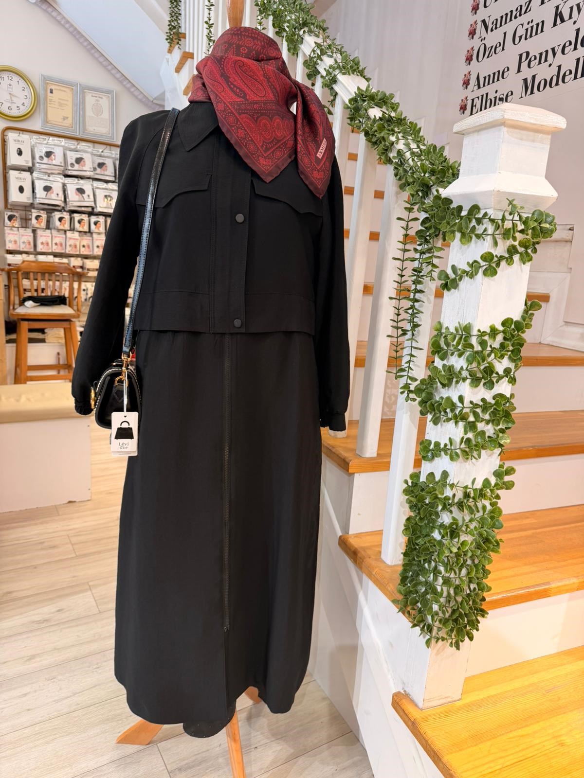 W27820 SİYAH TRENCH