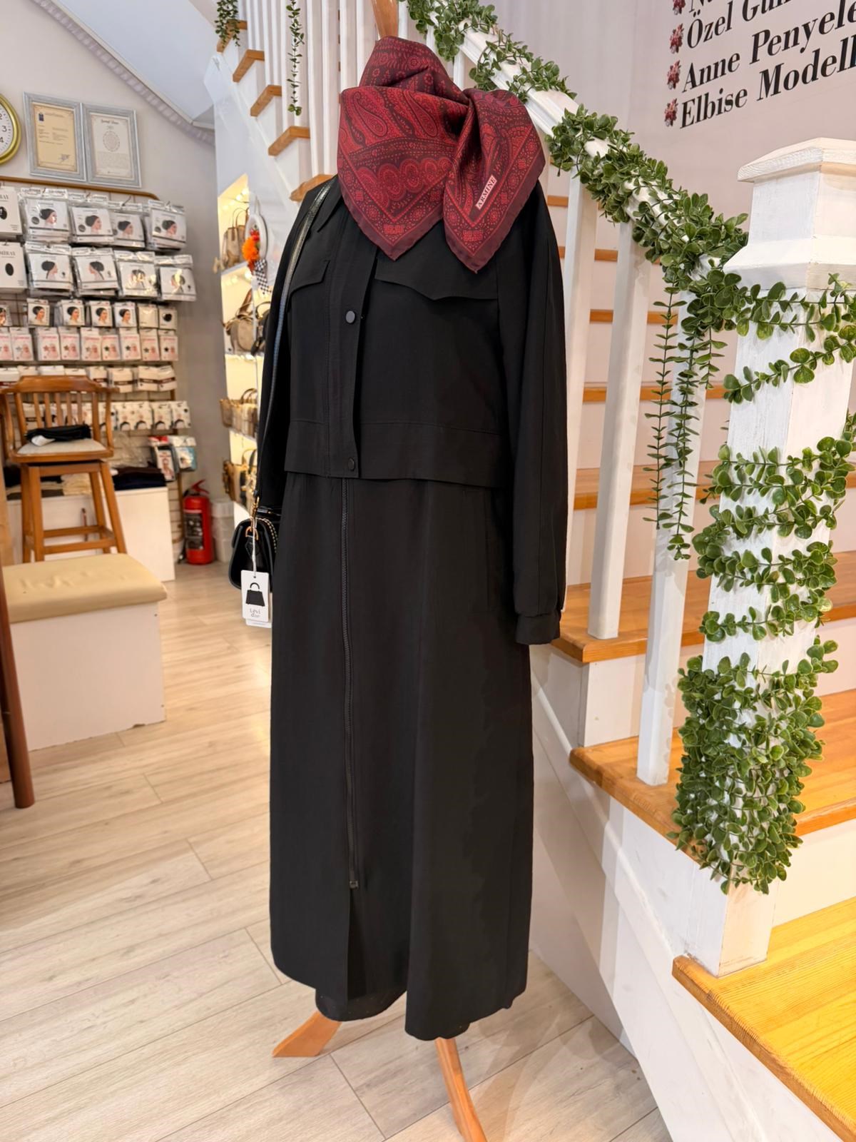 W27820 SİYAH TRENCH