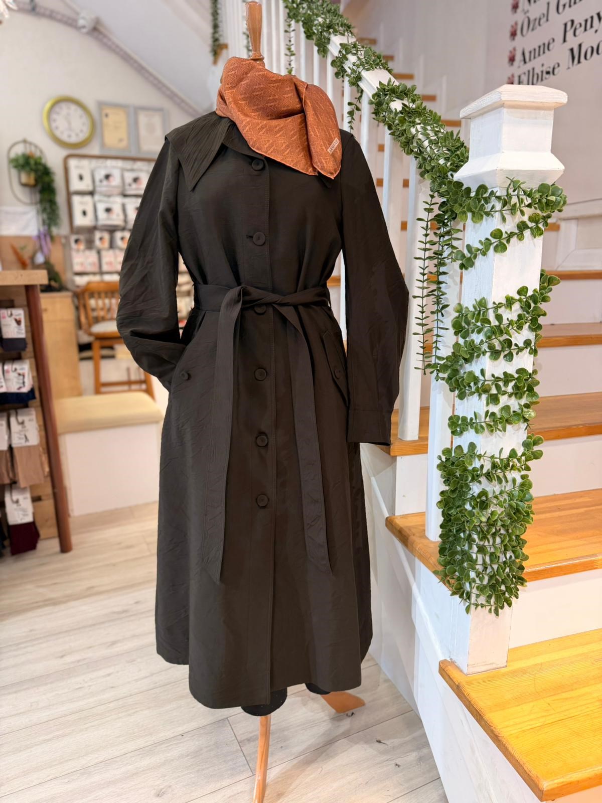 W27828 KAHVE TRENCH