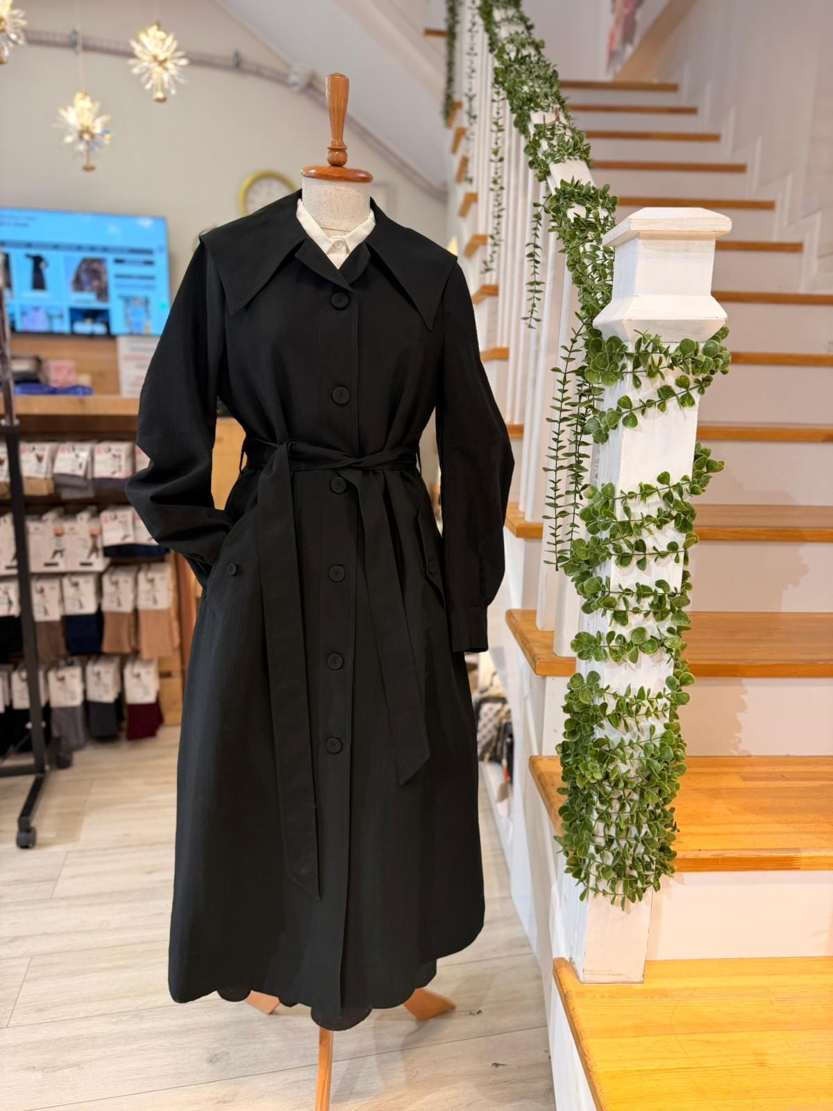 W27828 SİYAH TRENCH