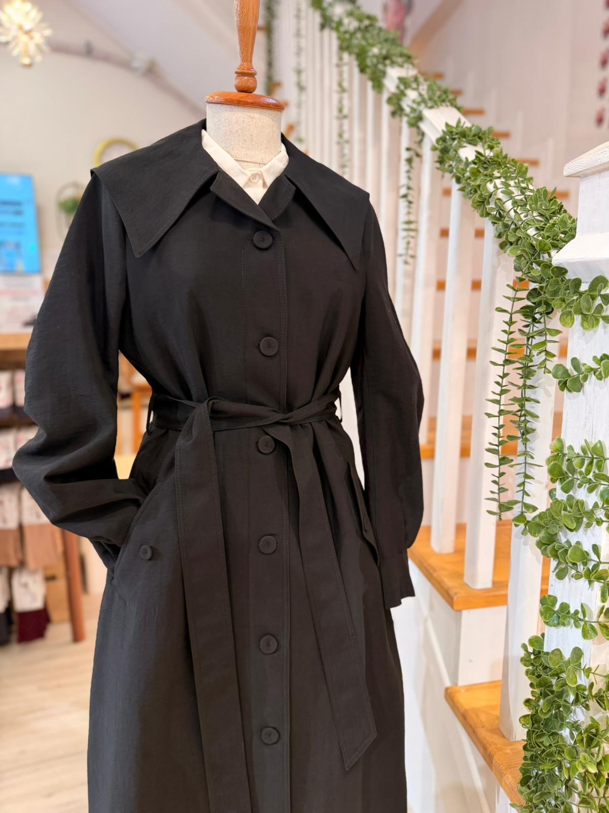 W27828 SİYAH TRENCH
