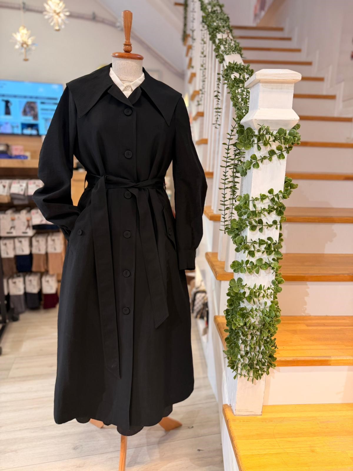 W27828 SİYAH TRENCH