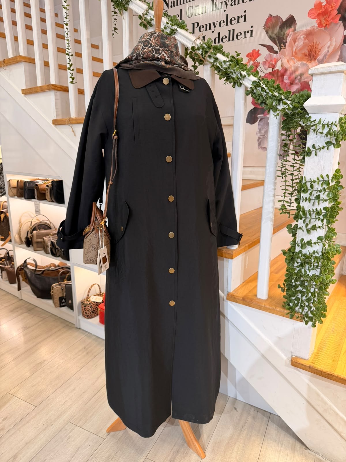 W27833 3 SİYAH TRENCH