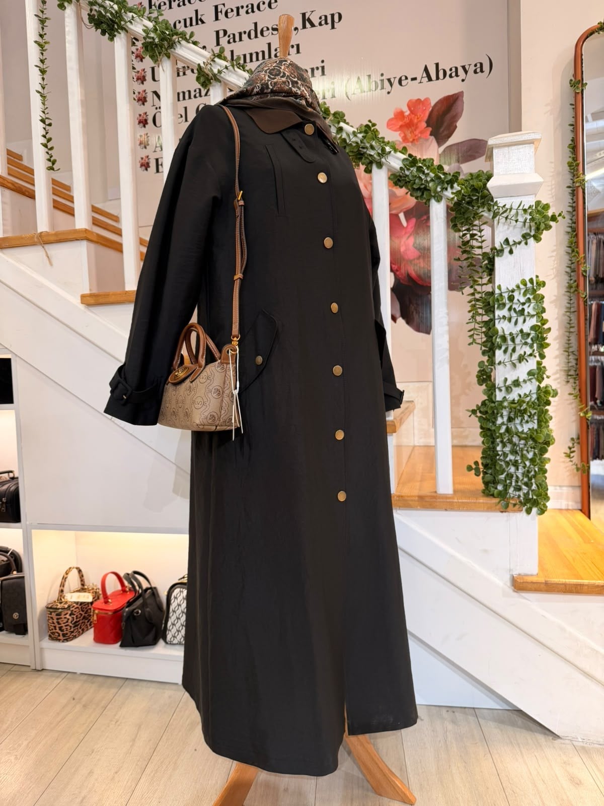 W27833 3 SİYAH TRENCH