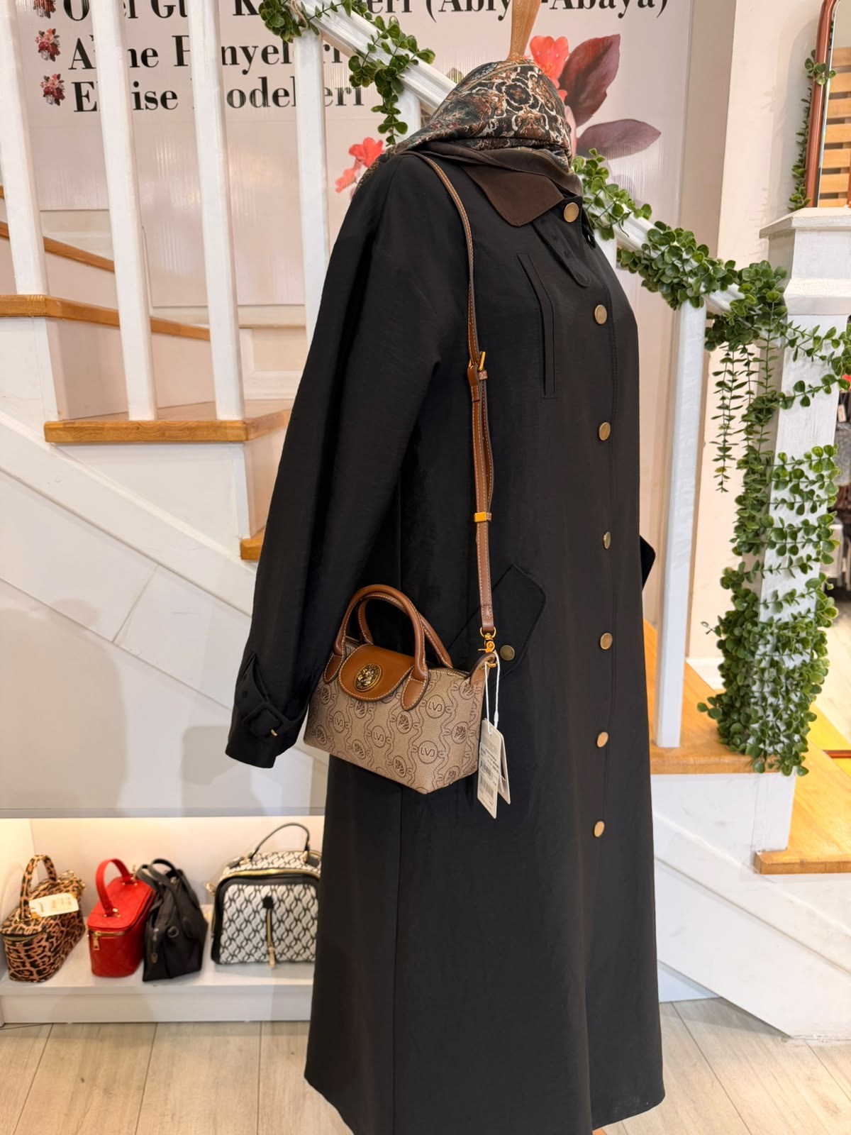 W27833 3 SİYAH TRENCH