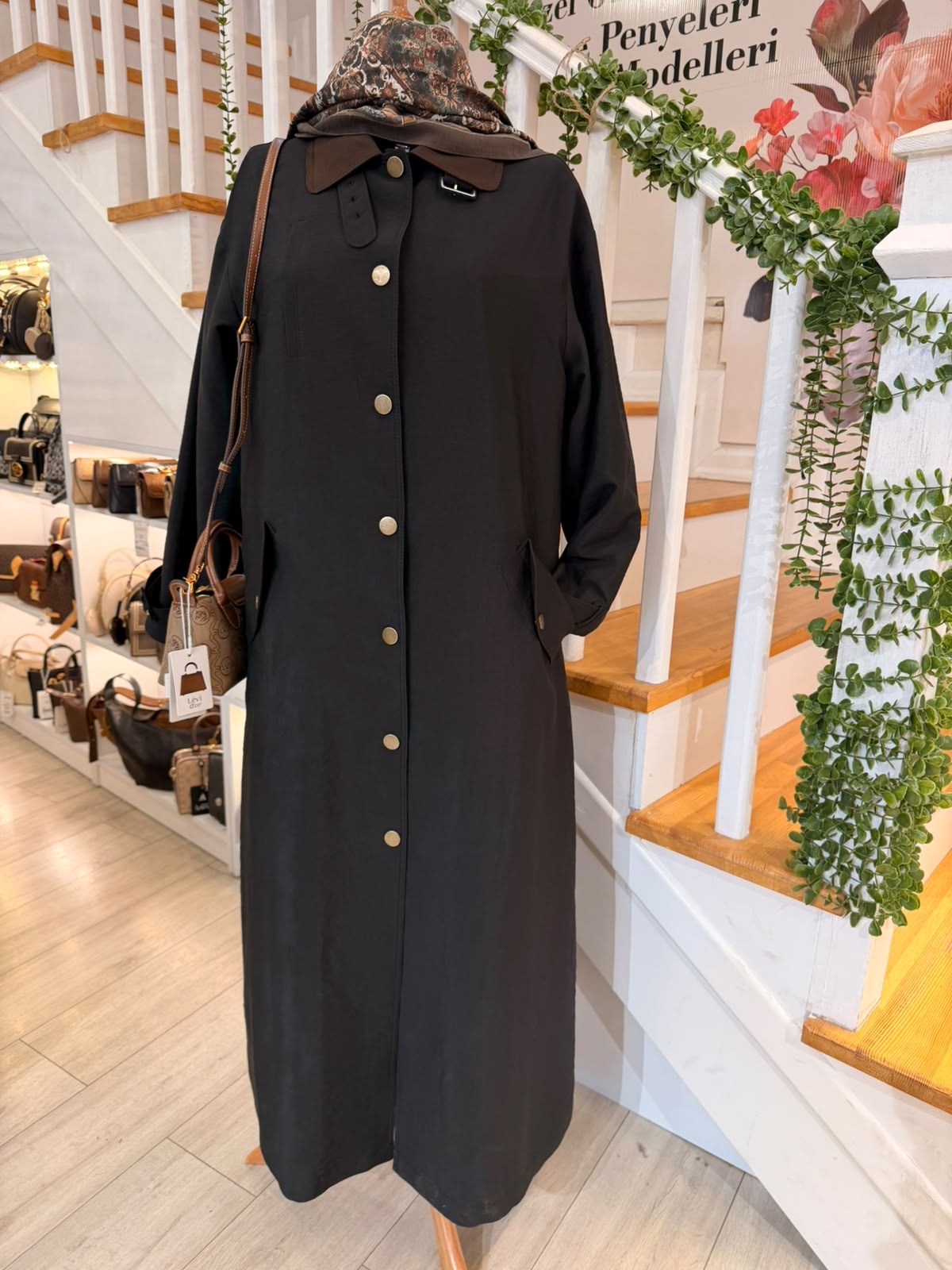 W27833 3 SİYAH TRENCH