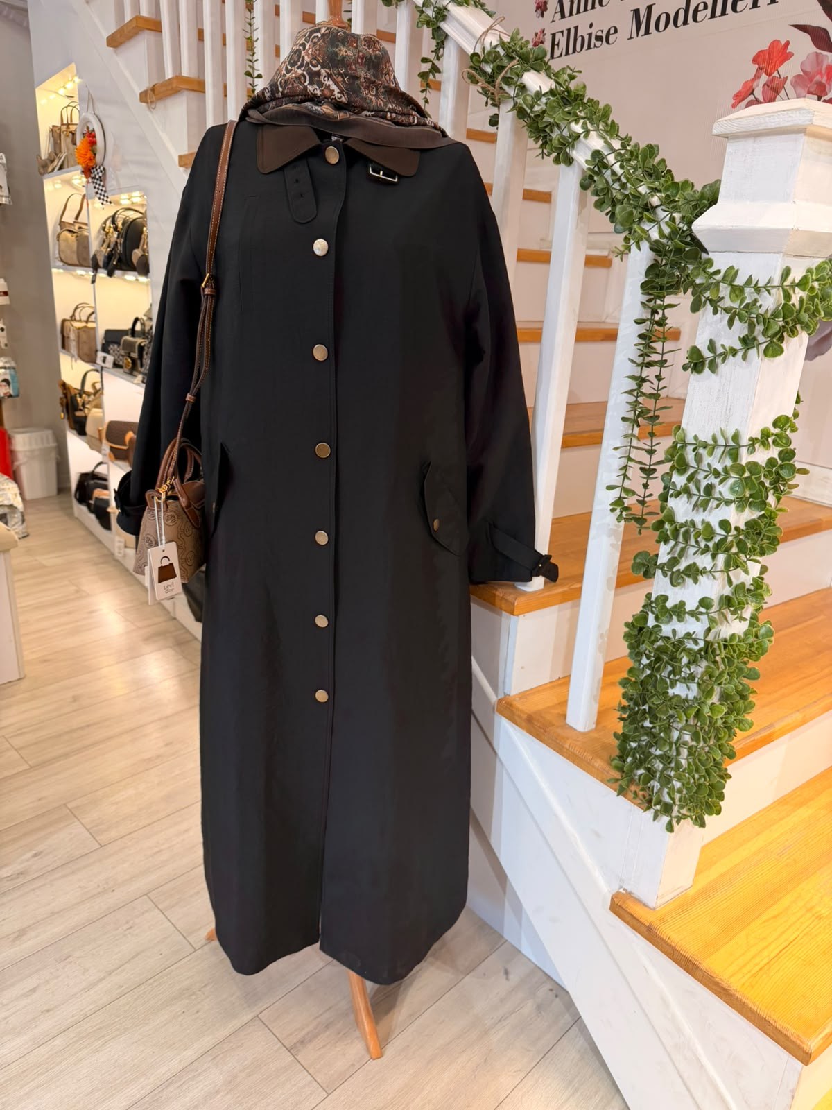 W27833 3 SİYAH TRENCH