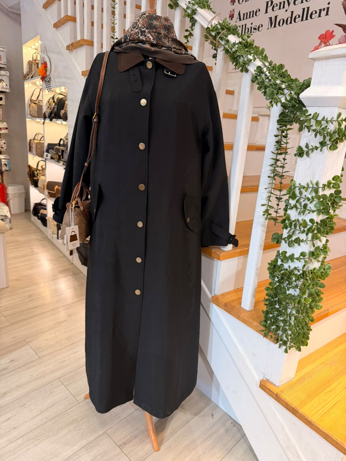 W27833 3 SİYAH TRENCH