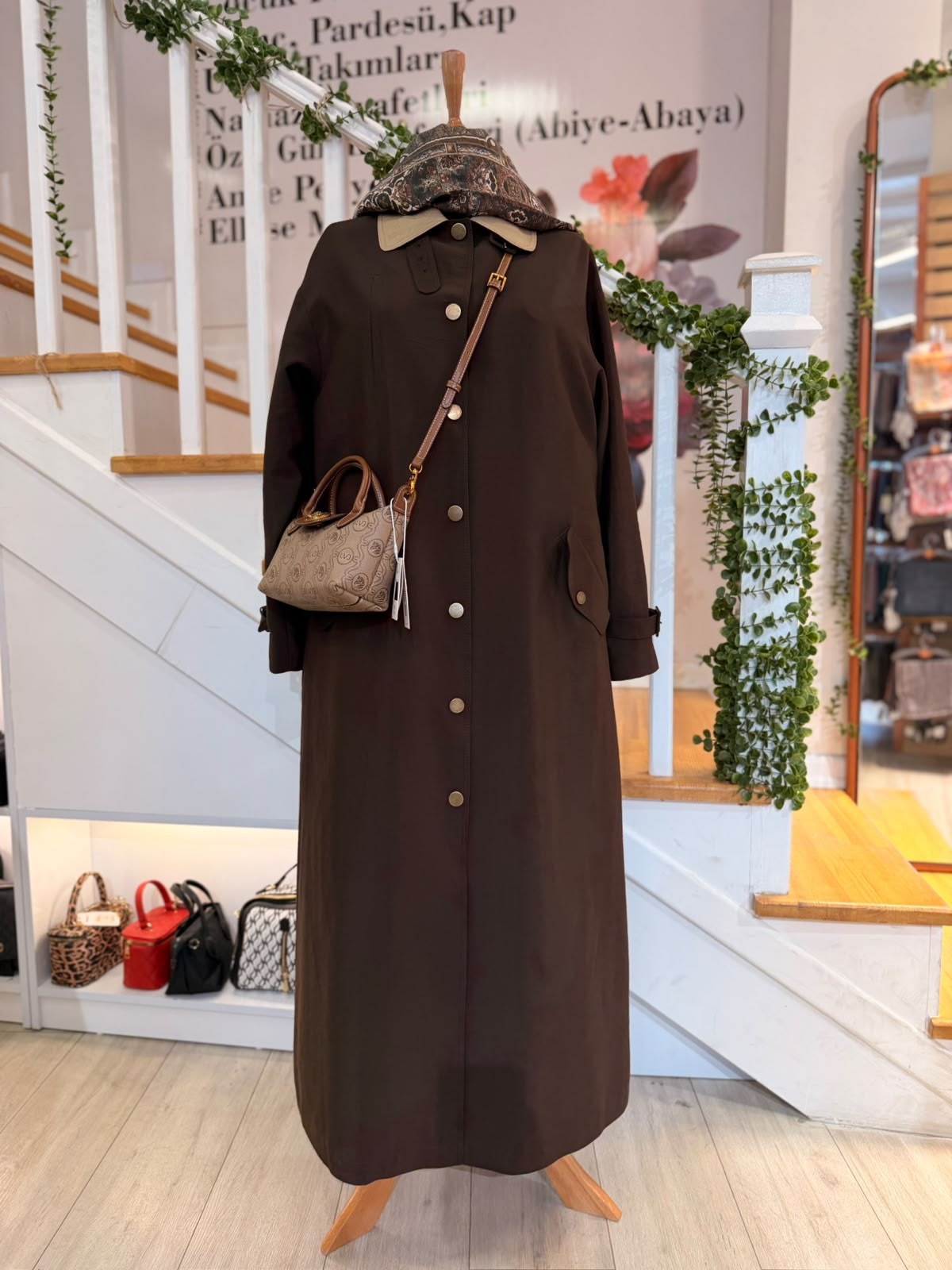 W27833  KAHVERENGİ TRENCH