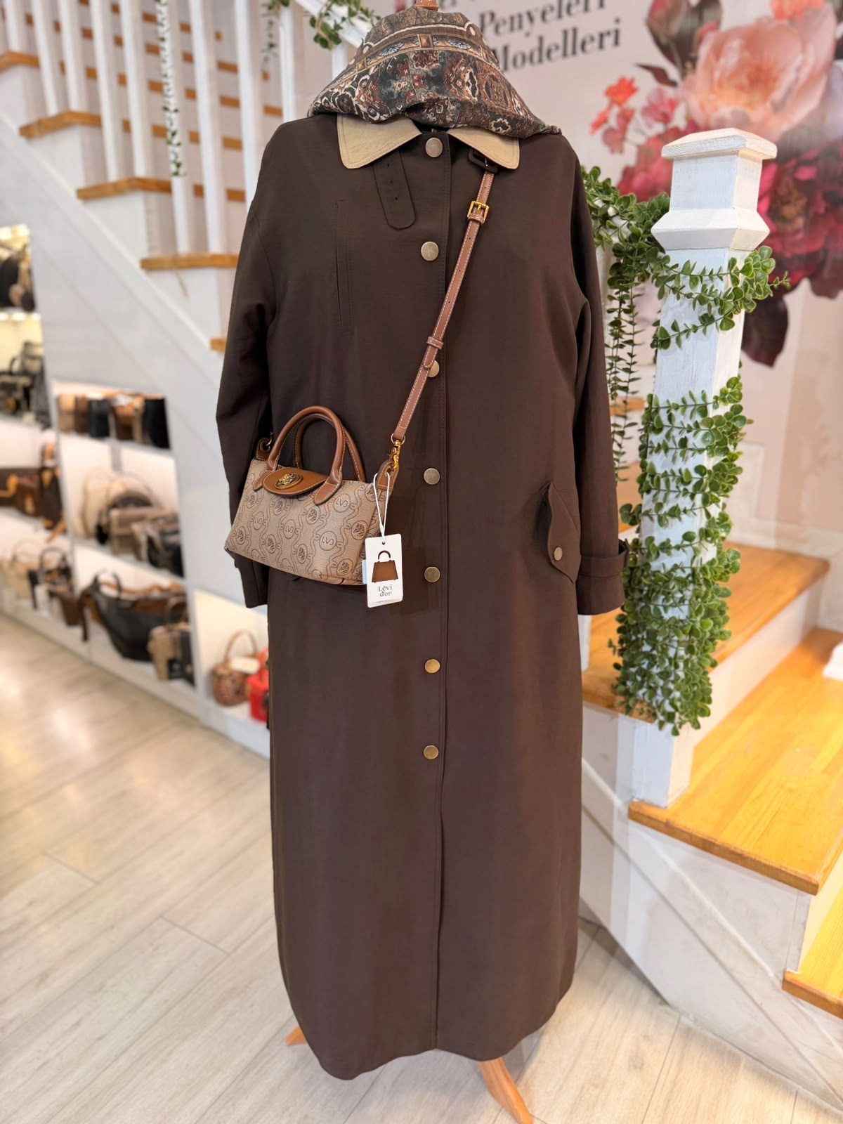 W27833  KAHVERENGİ TRENCH