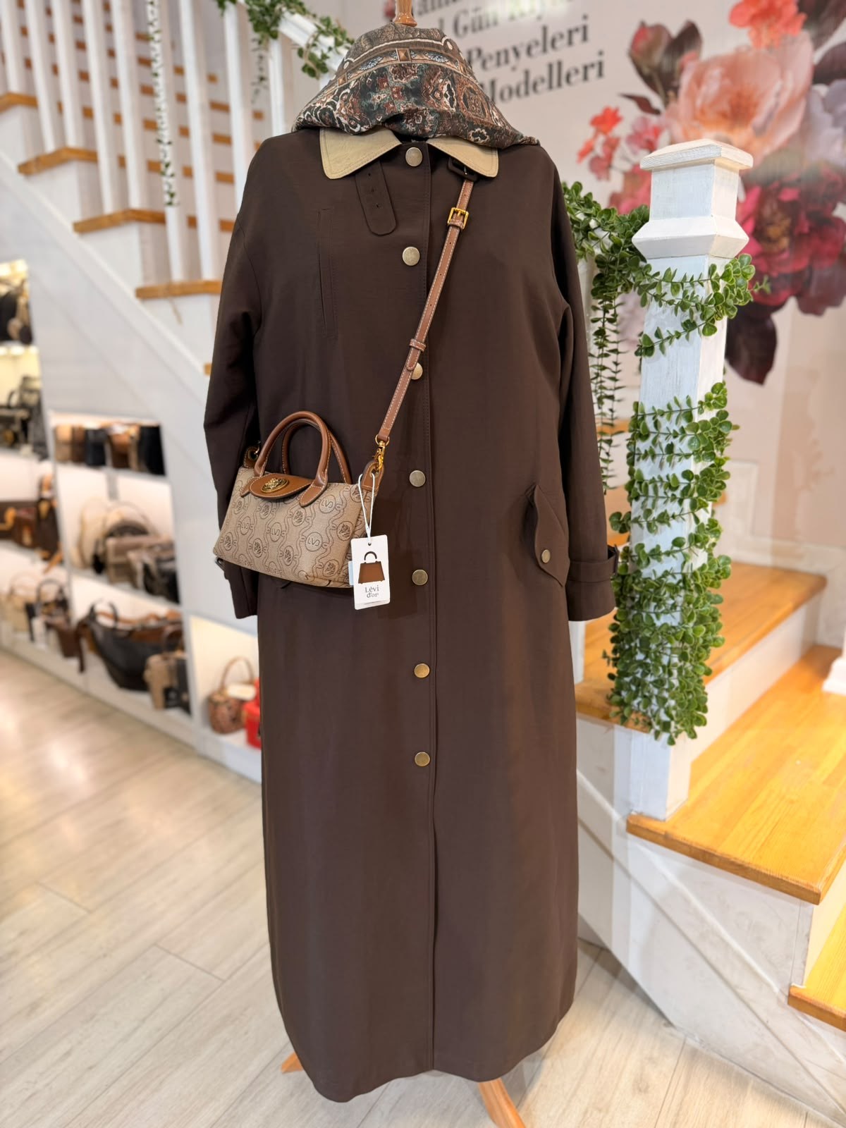 W27833  KAHVERENGİ TRENCH