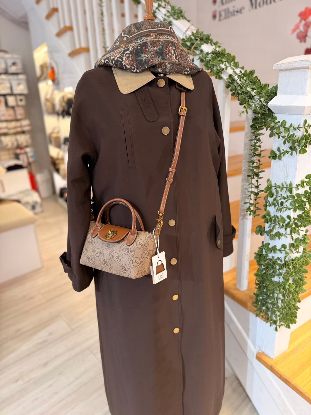W27833  KAHVERENGİ TRENCH
