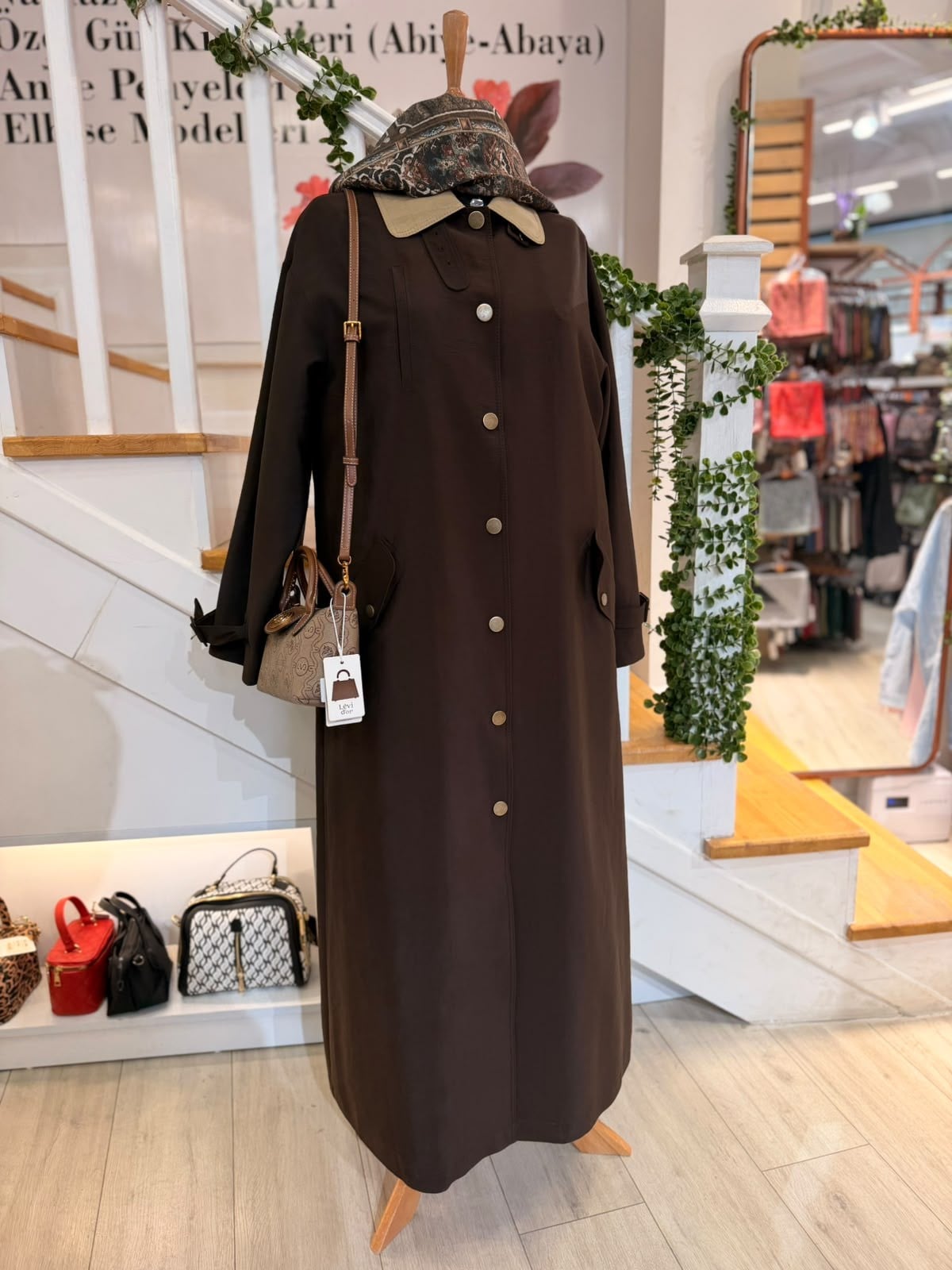 W27833  KAHVERENGİ TRENCH