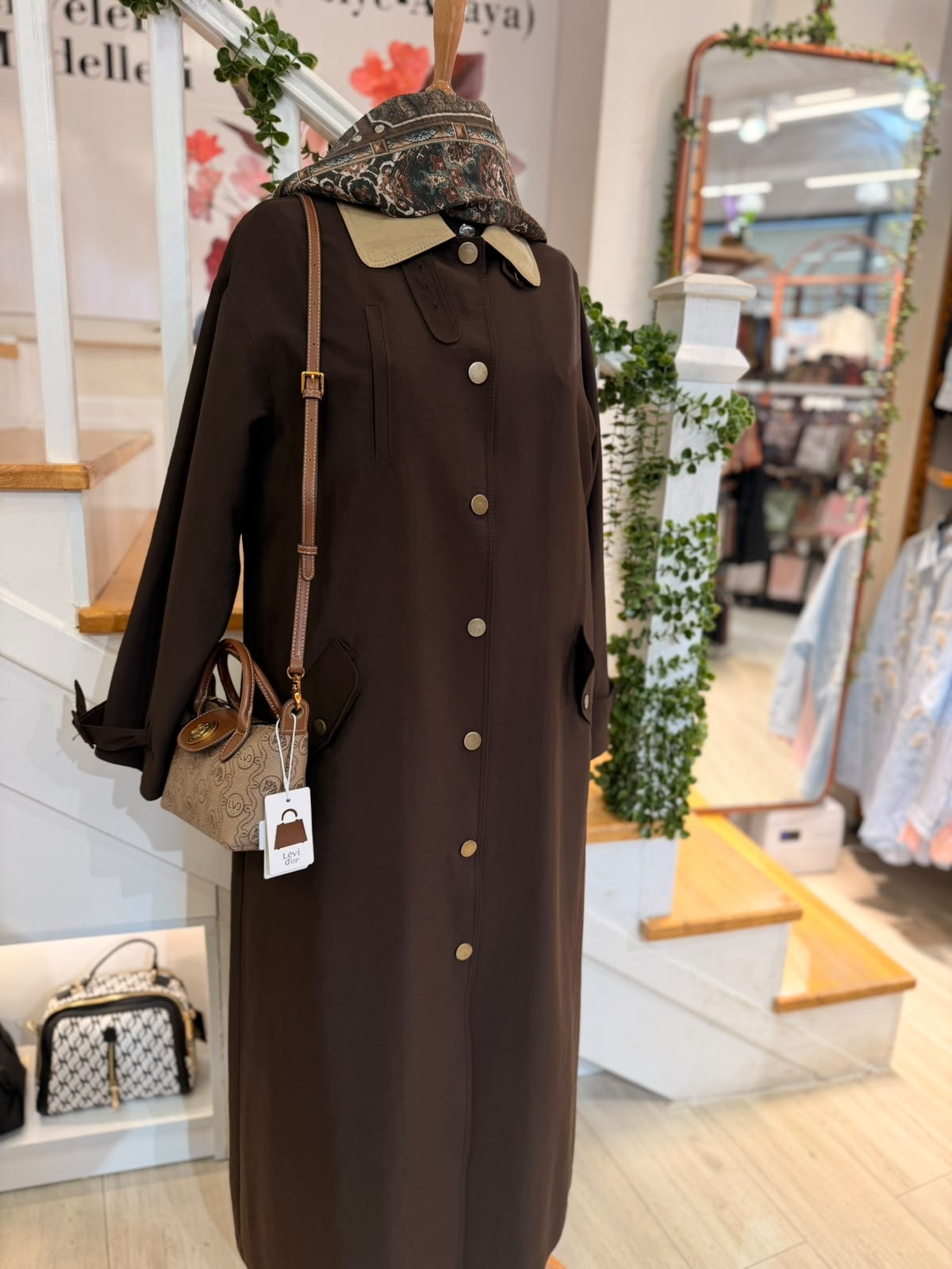 W27833  KAHVERENGİ TRENCH