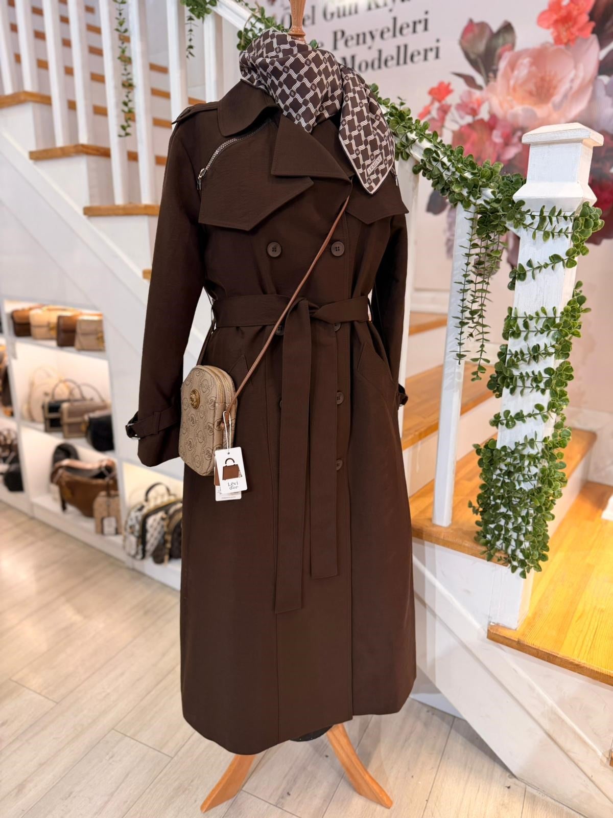 W27840 KAHVE TRENCH