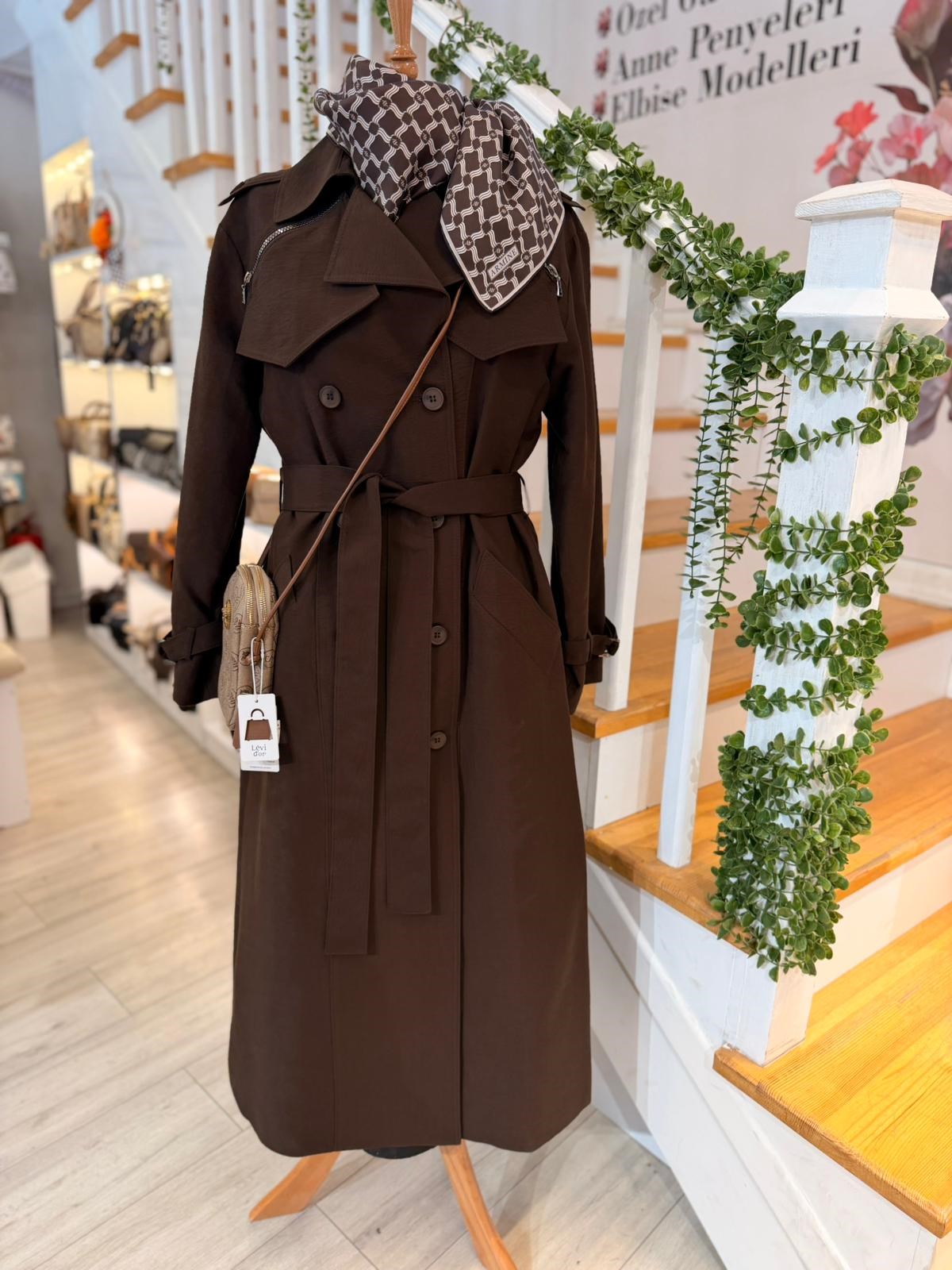 W27840 KAHVE TRENCH