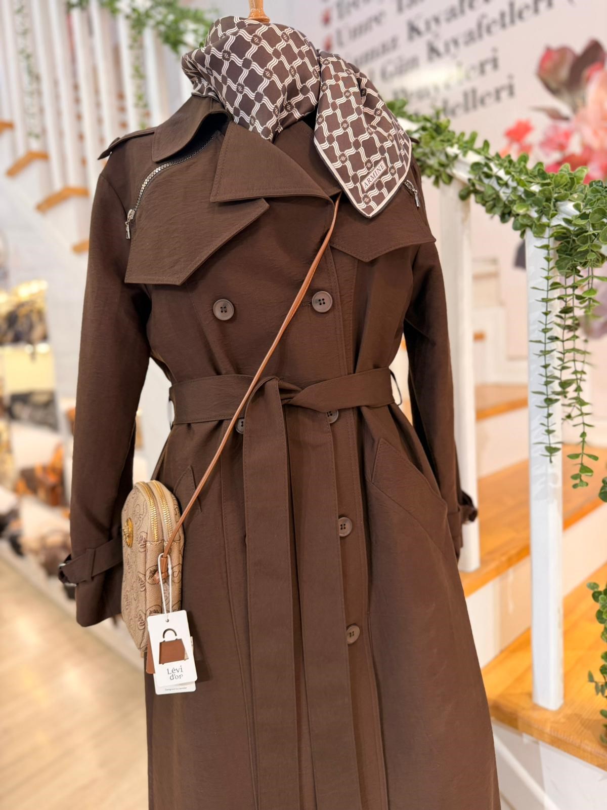 W27840 KAHVE TRENCH