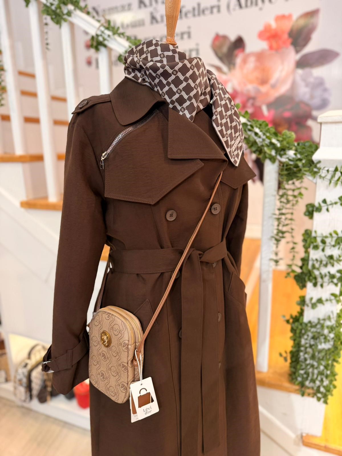 W27840 KAHVE TRENCH