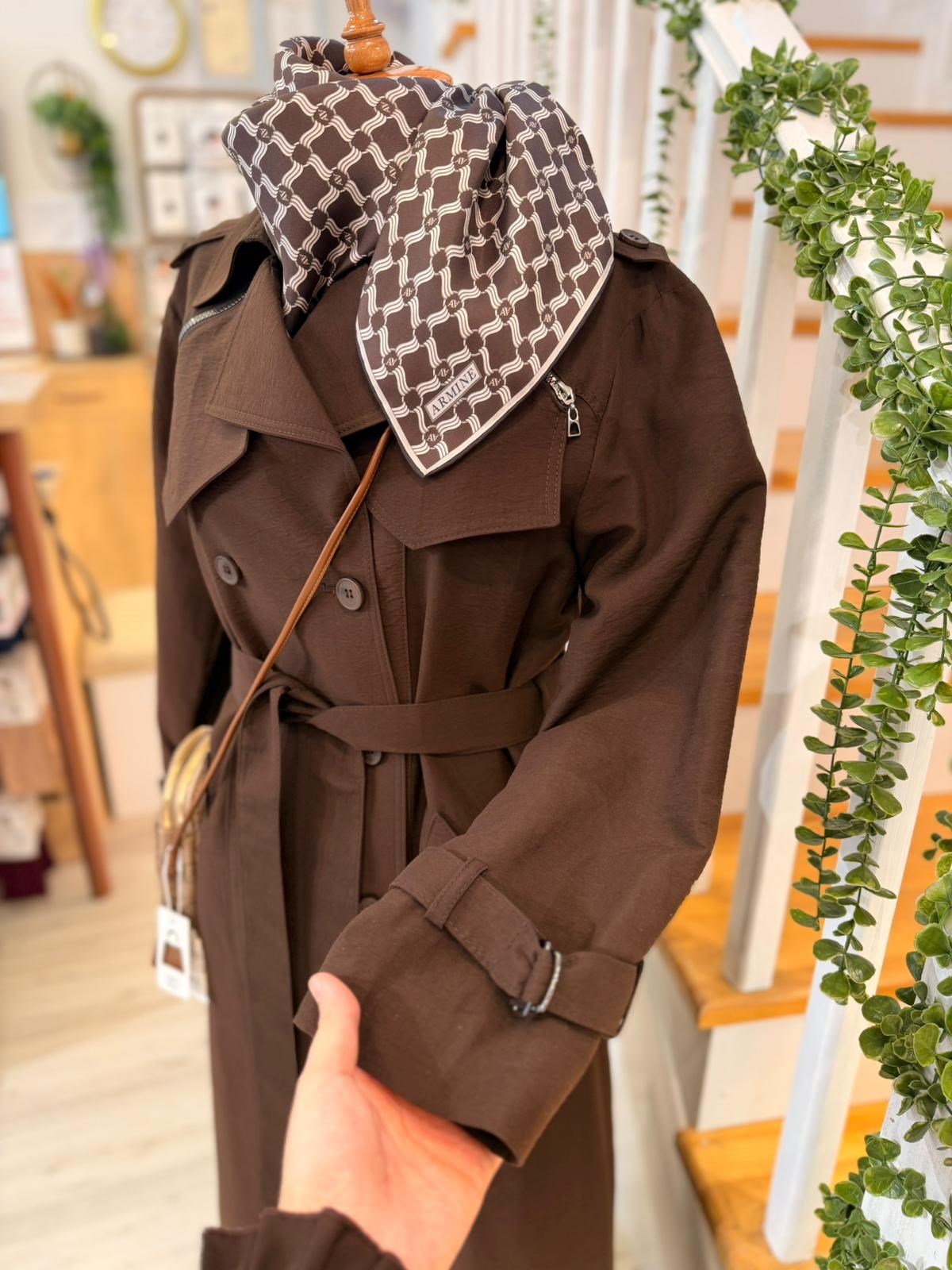 W27840 KAHVE TRENCH