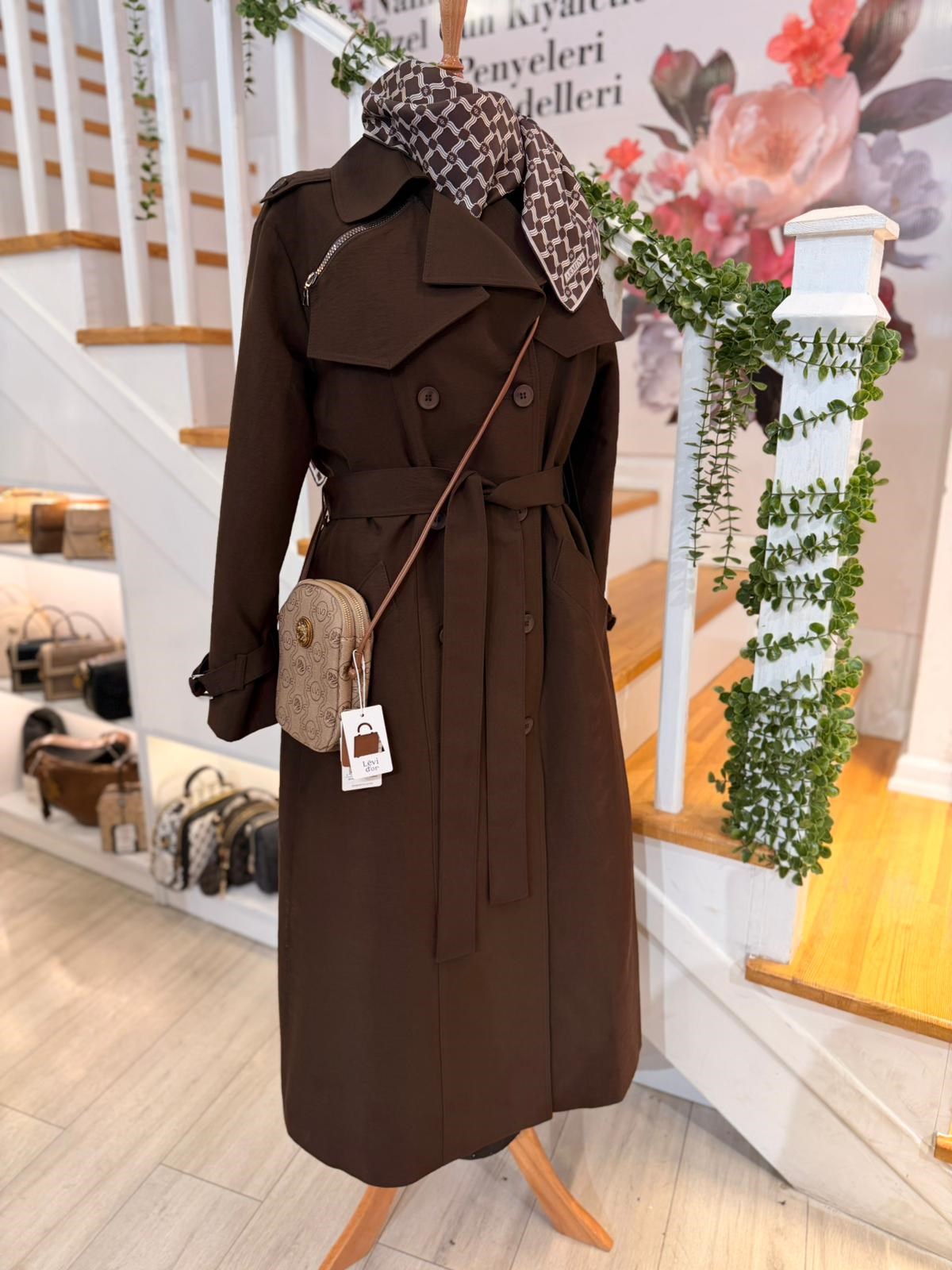 W27840 KAHVE TRENCH