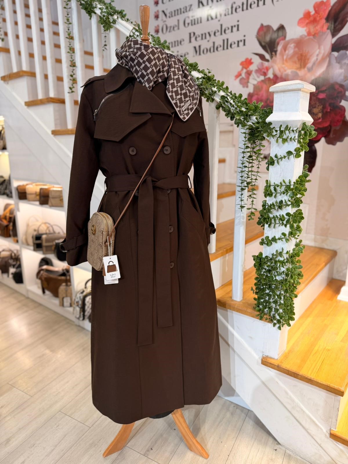 W27840 KAHVE TRENCH