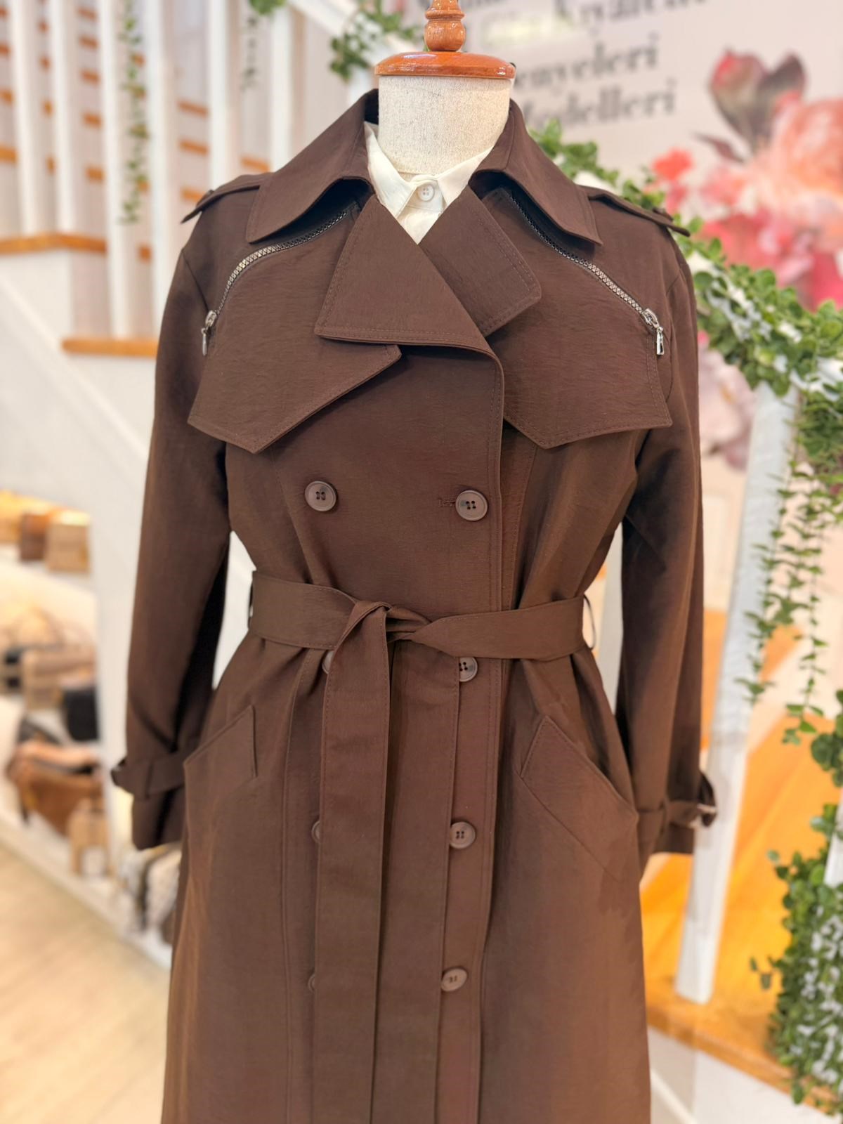 W27840 KAHVE TRENCH