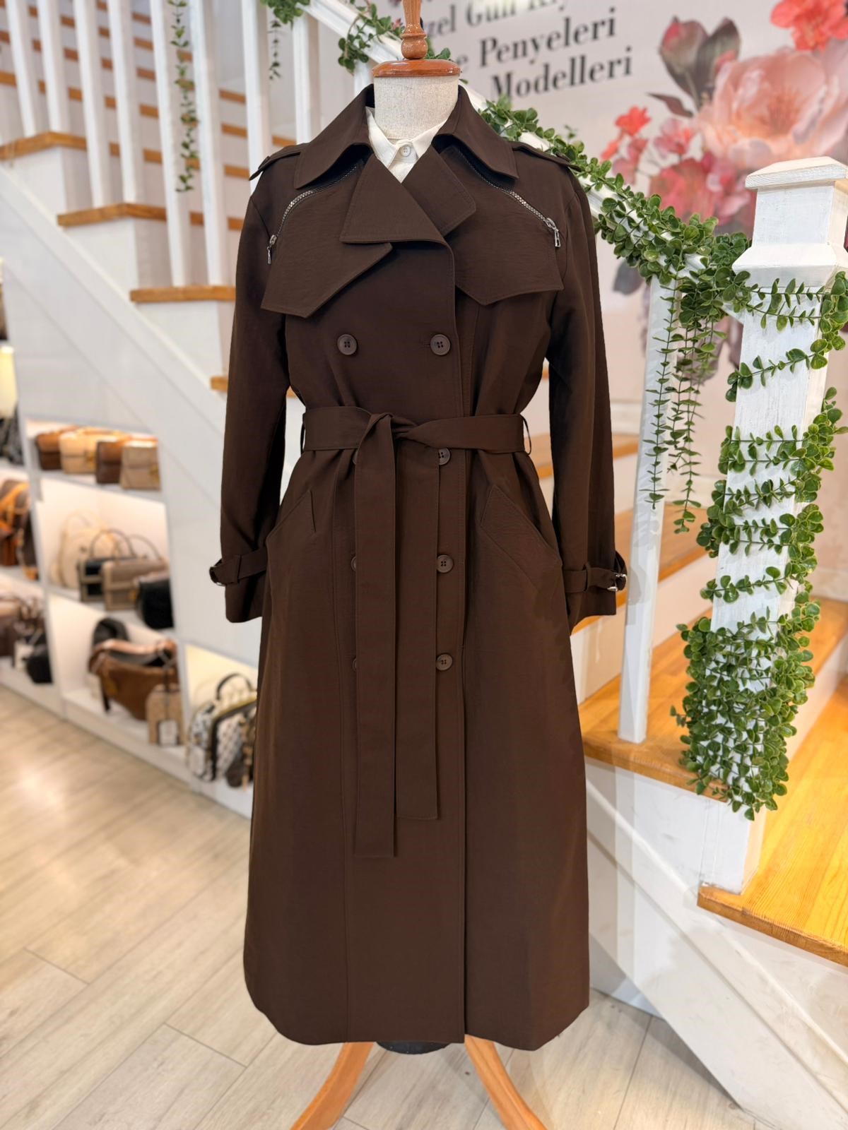 W27840 KAHVE TRENCH