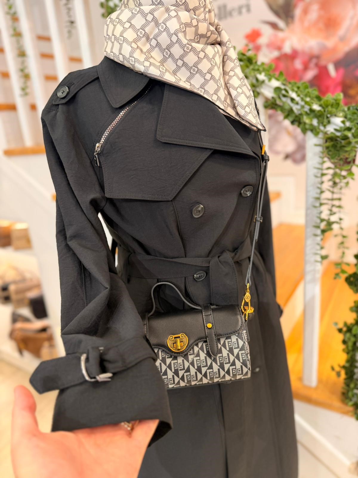 W27840 SİYAH TRENCH