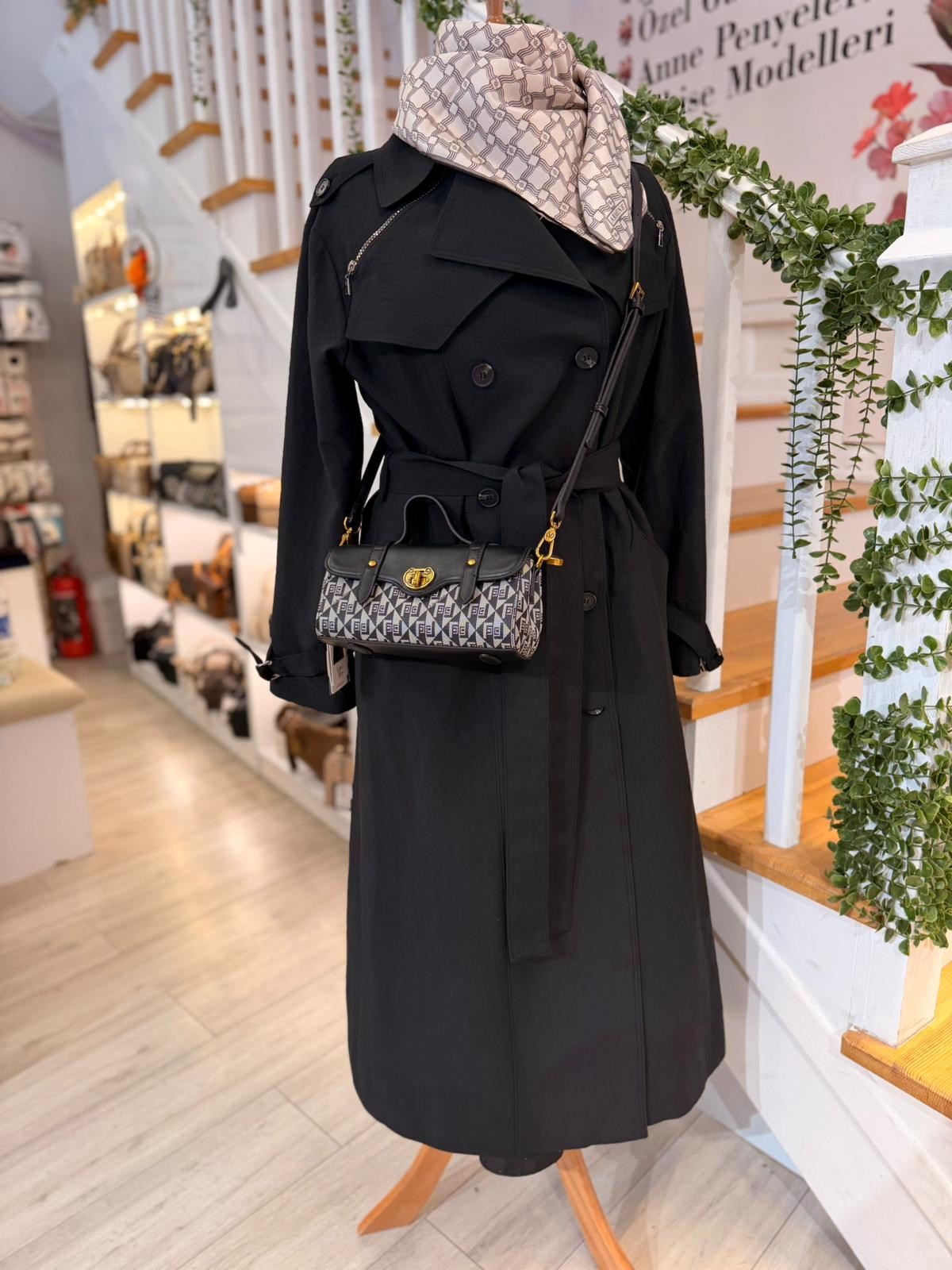 W27840 SİYAH TRENCH
