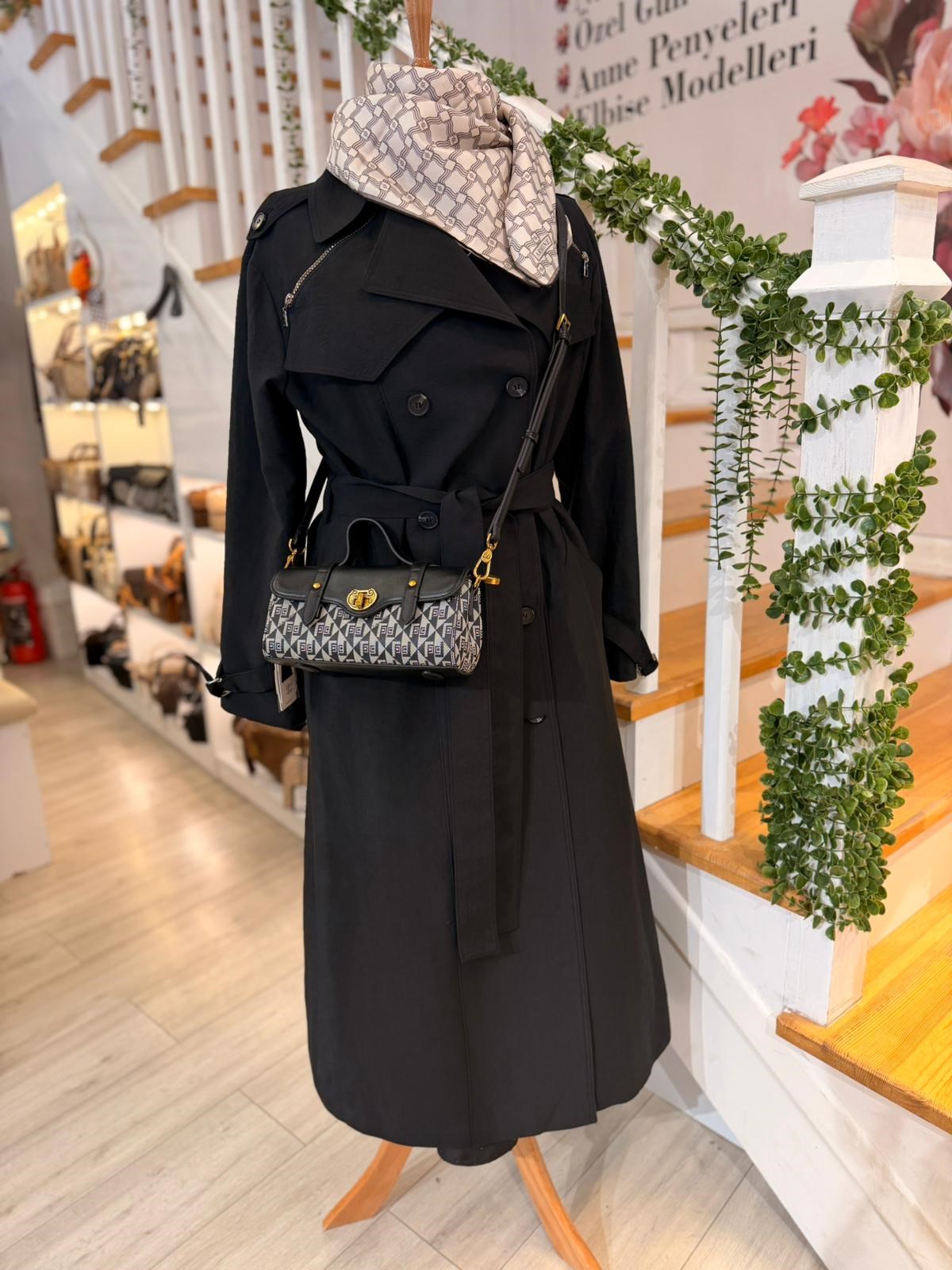 W27840 SİYAH TRENCH