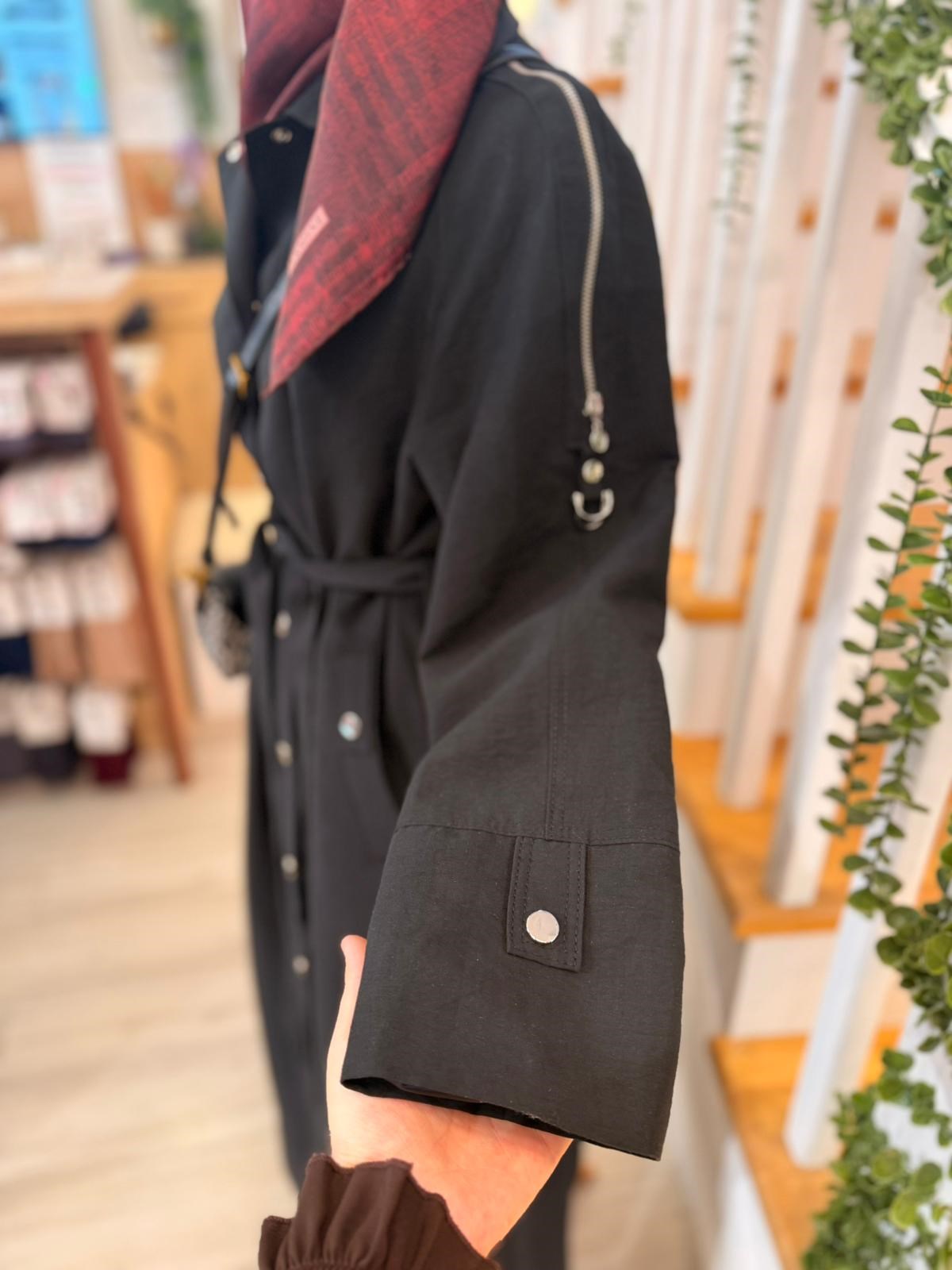 W27845 SİYAH TRENCH