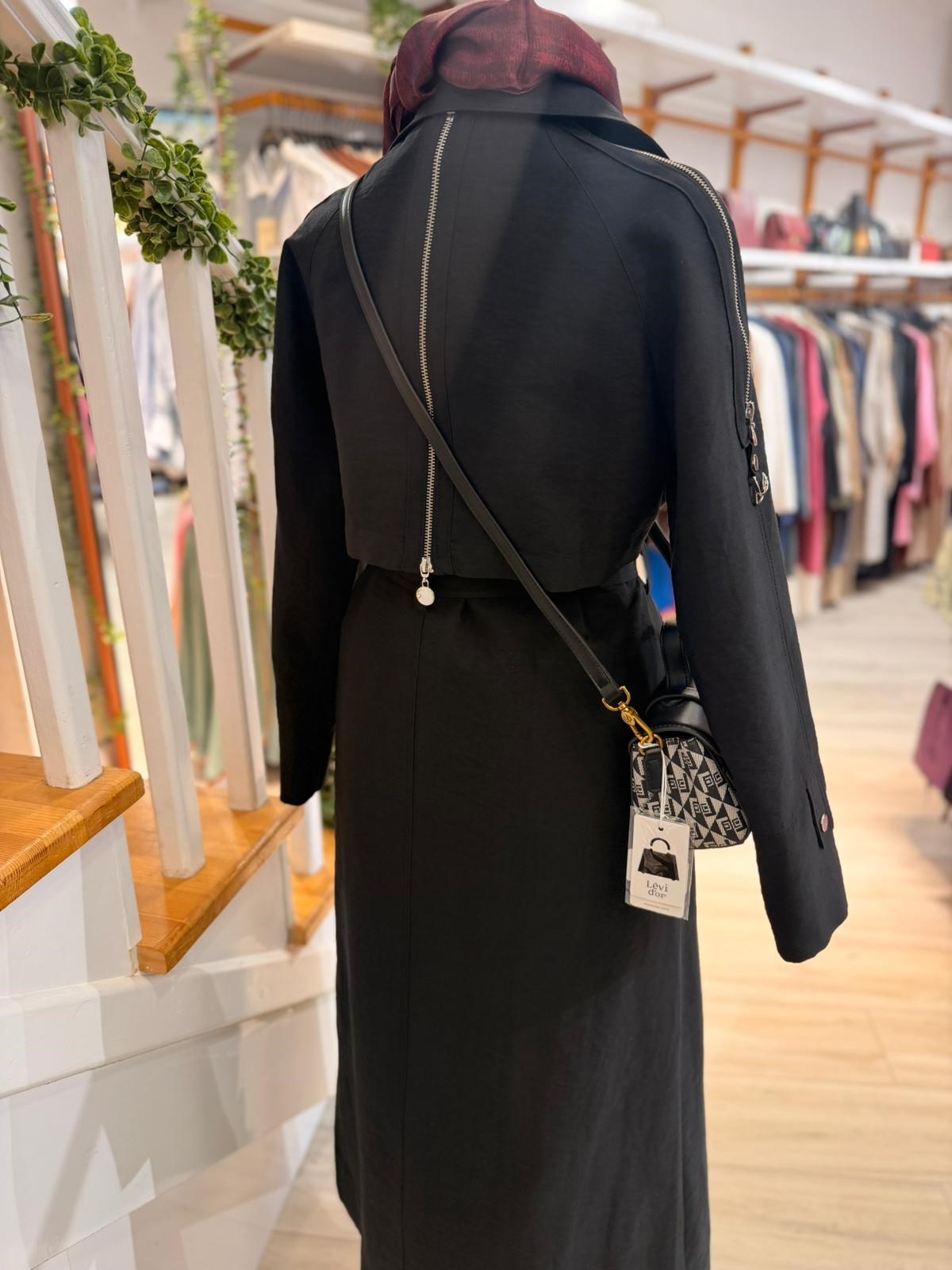 W27845 SİYAH TRENCH