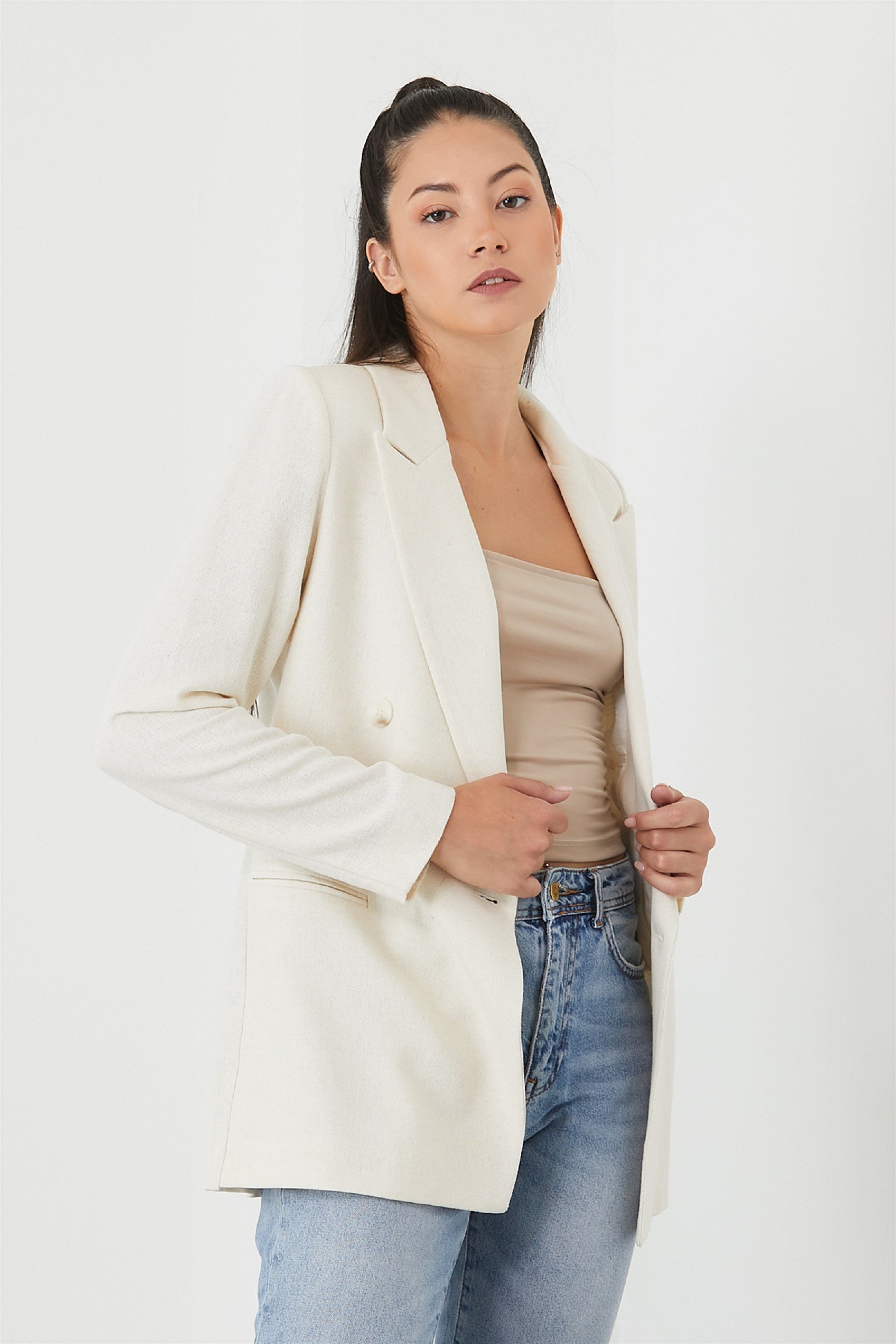 Kadın Keten Blazer Ceket